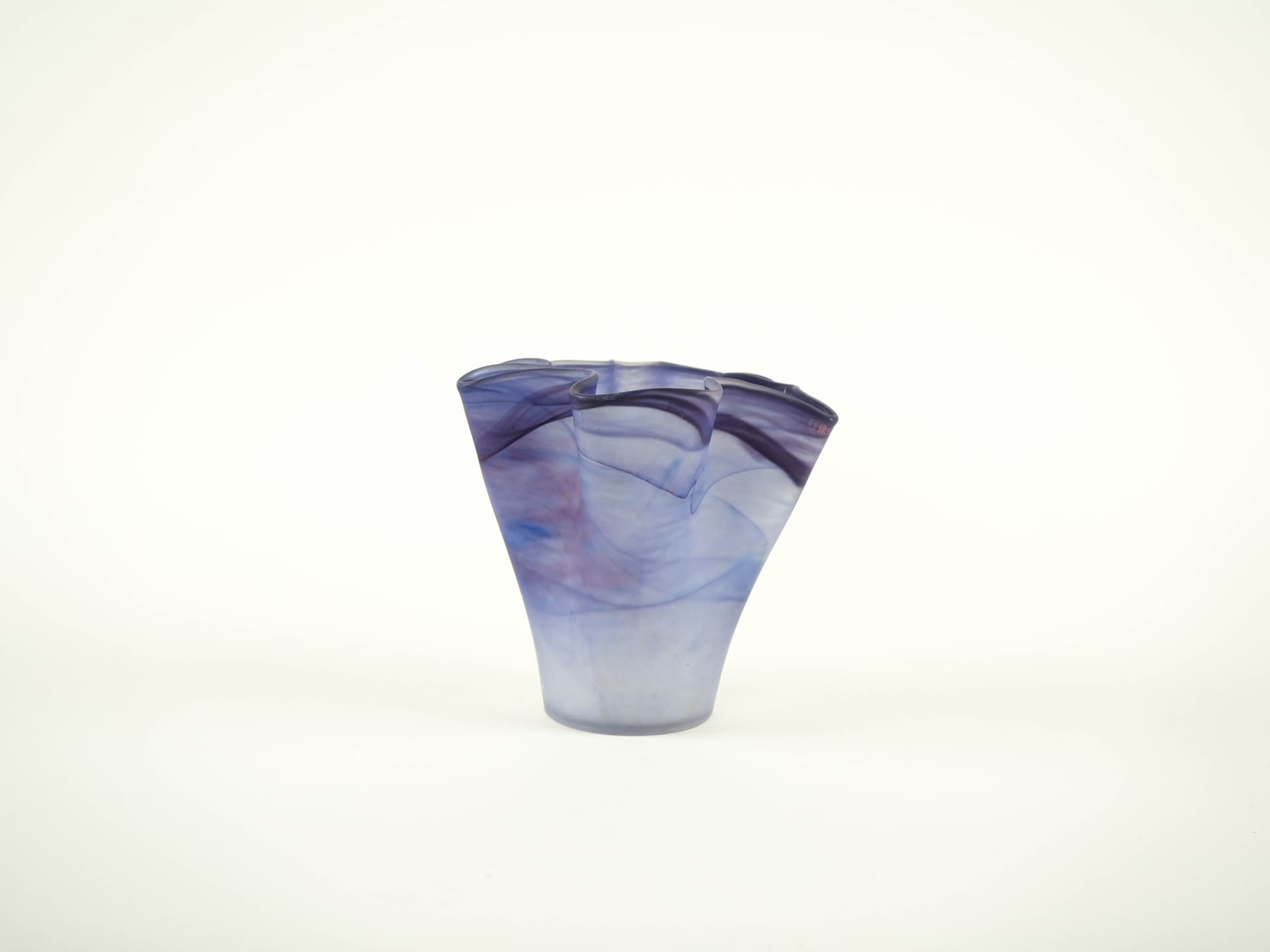 Vase Tulip, purple blue, glass, Denmark, 1970s. - 327638
