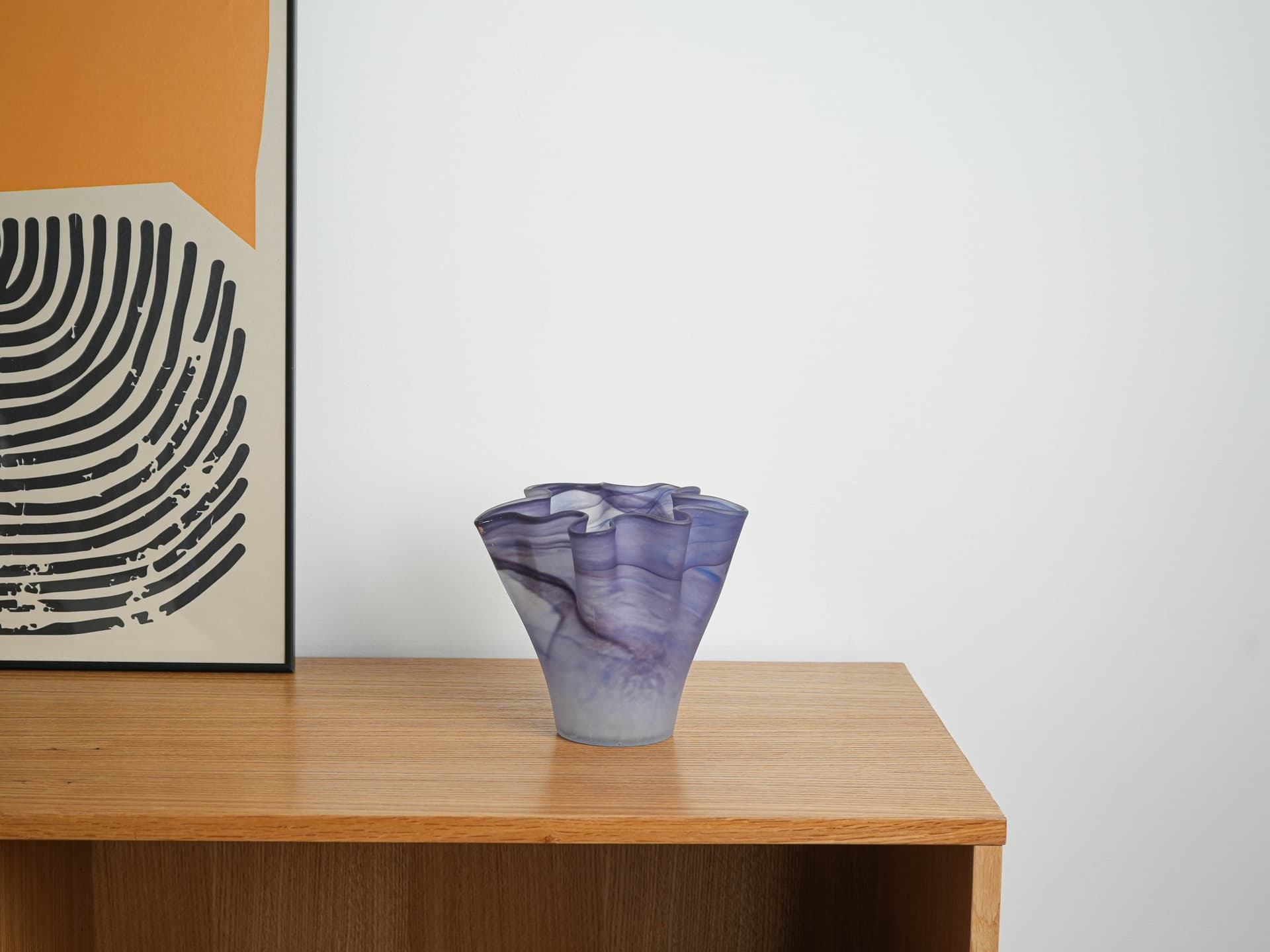 Vase Tulip, purple blue, glass, Denmark, 1970s. - 327641