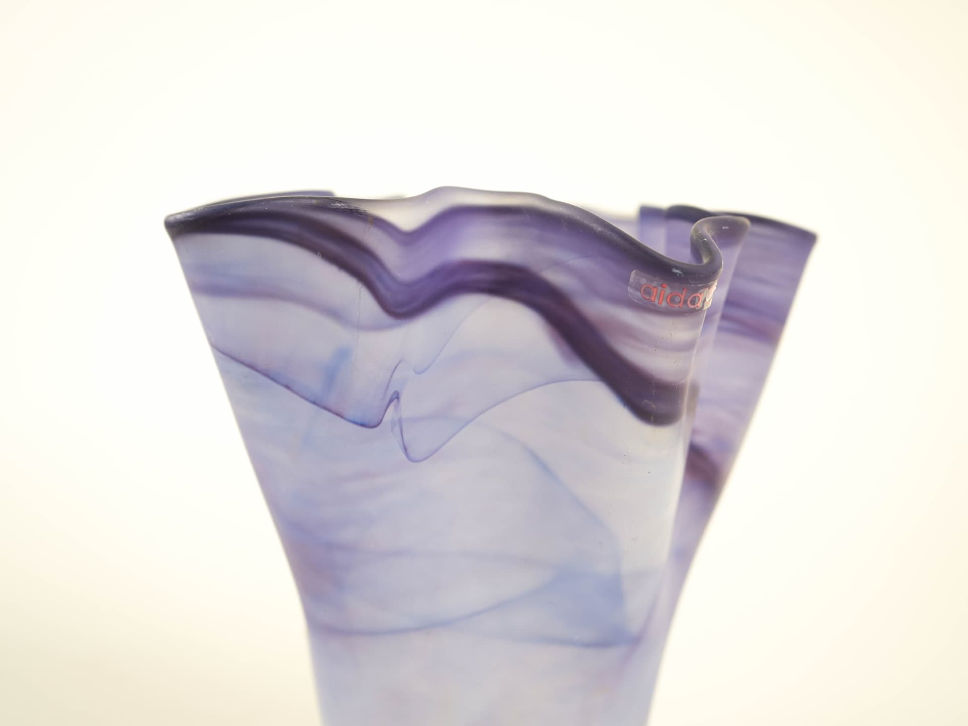 Vase Tulip, purple blue, glass, Denmark, 1970s. - 327637