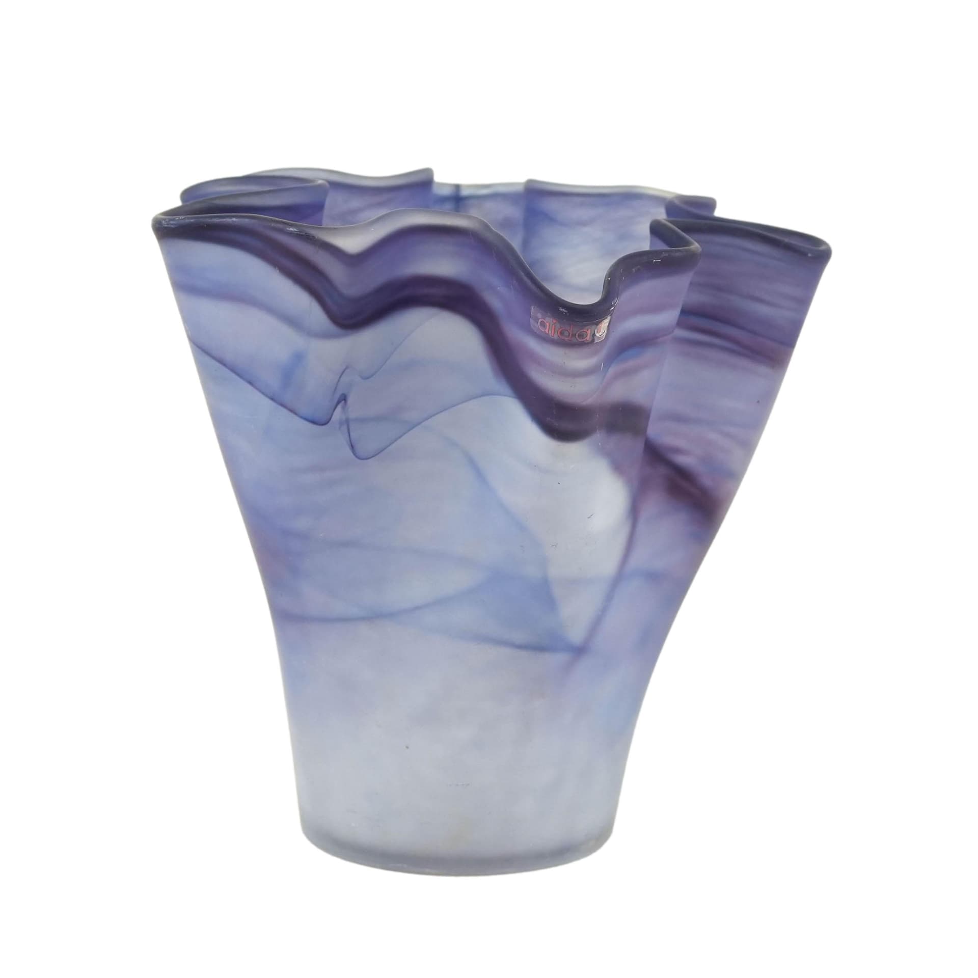 Vase Tulip, purple blue, glass, Denmark, 1970s.