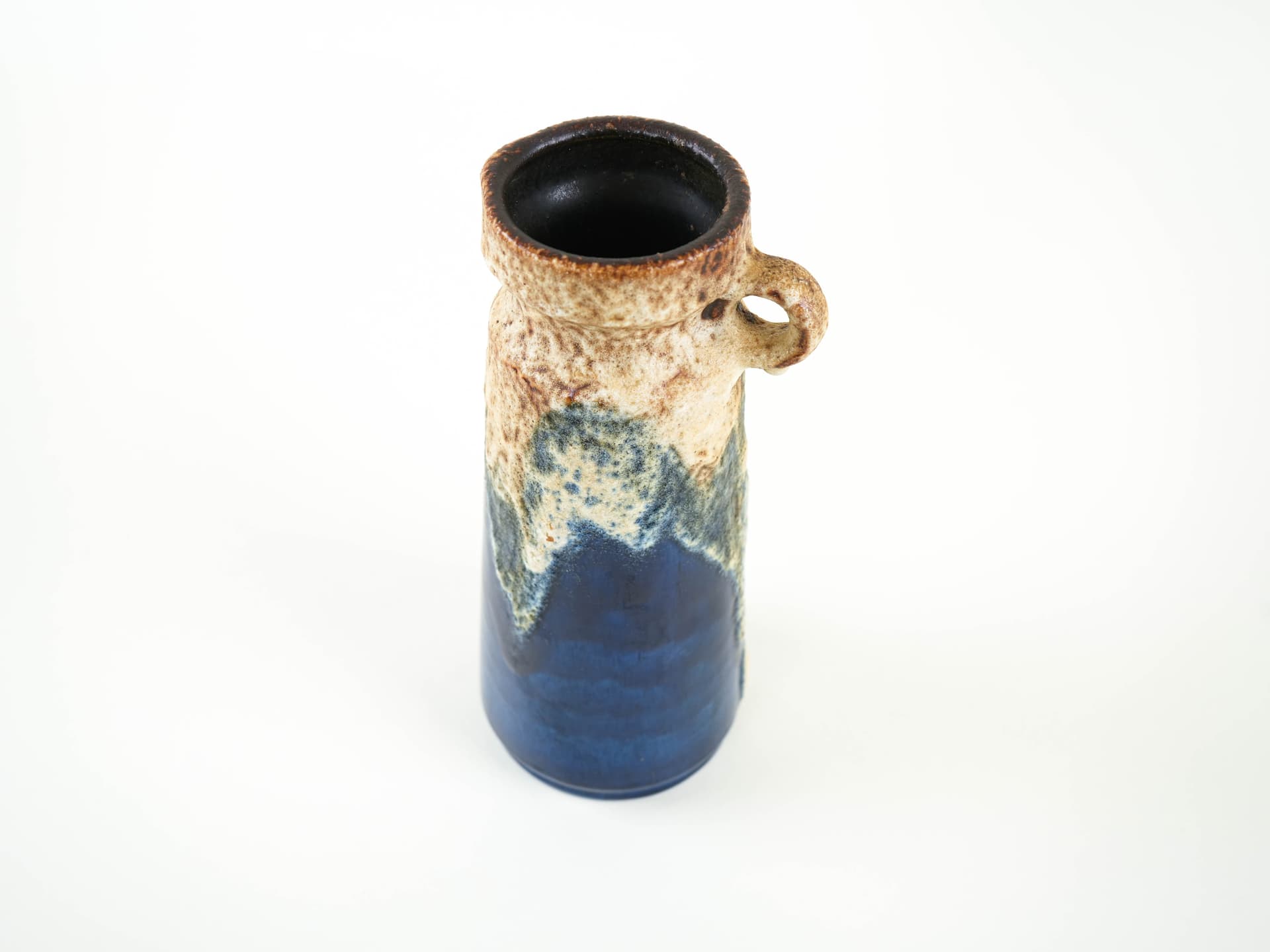 Vase Fat Lava, cobalt blue cream beige, ceramics, Germany, 1960s. - 327685