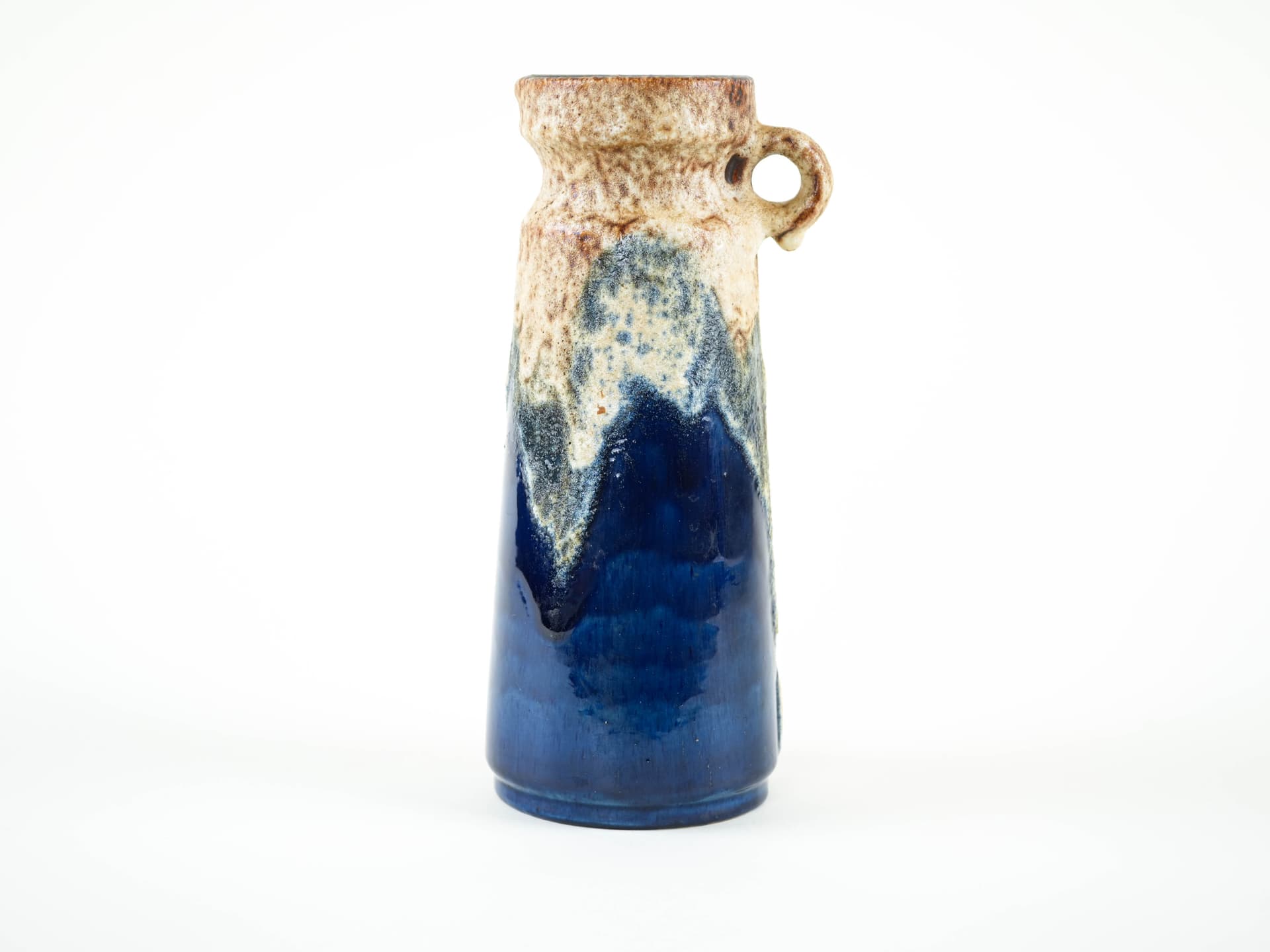 Vase Fat Lava, cobalt blue cream beige, ceramics, Germany, 1960s. - 327682
