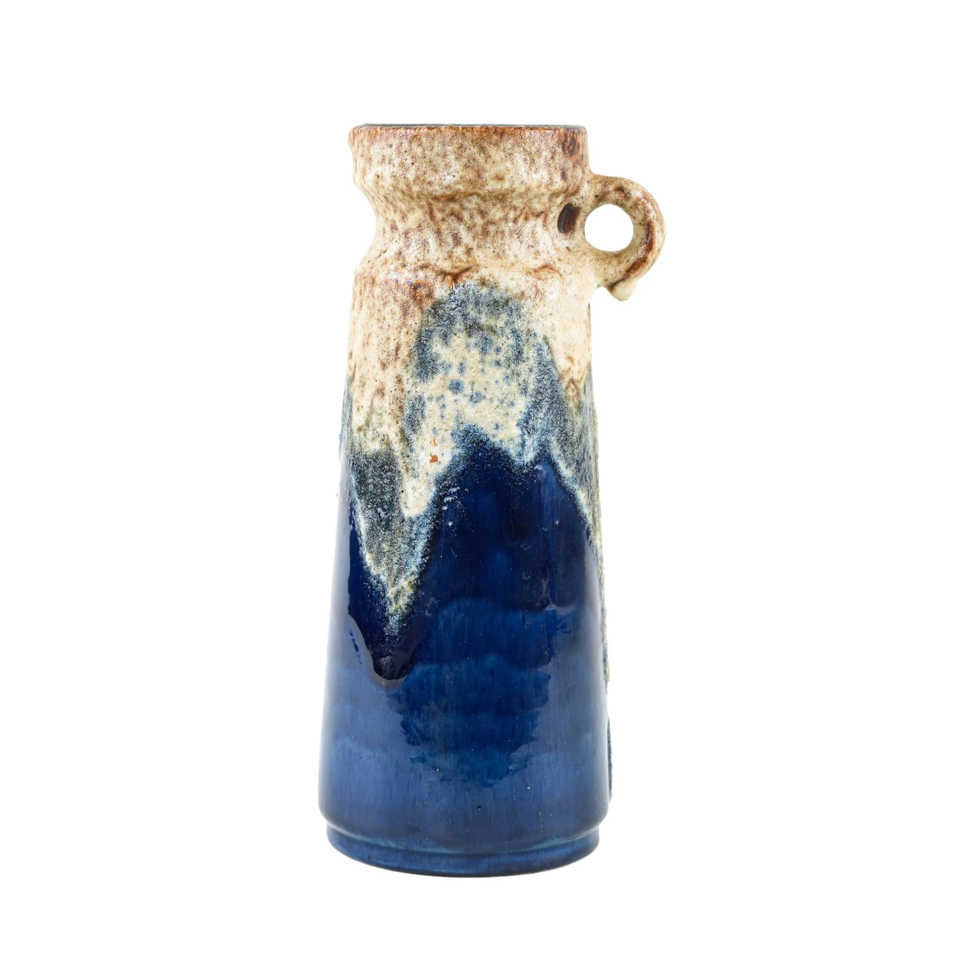 Vase Fat Lava, cobalt blue cream beige, ceramics, Germany, 1960s.