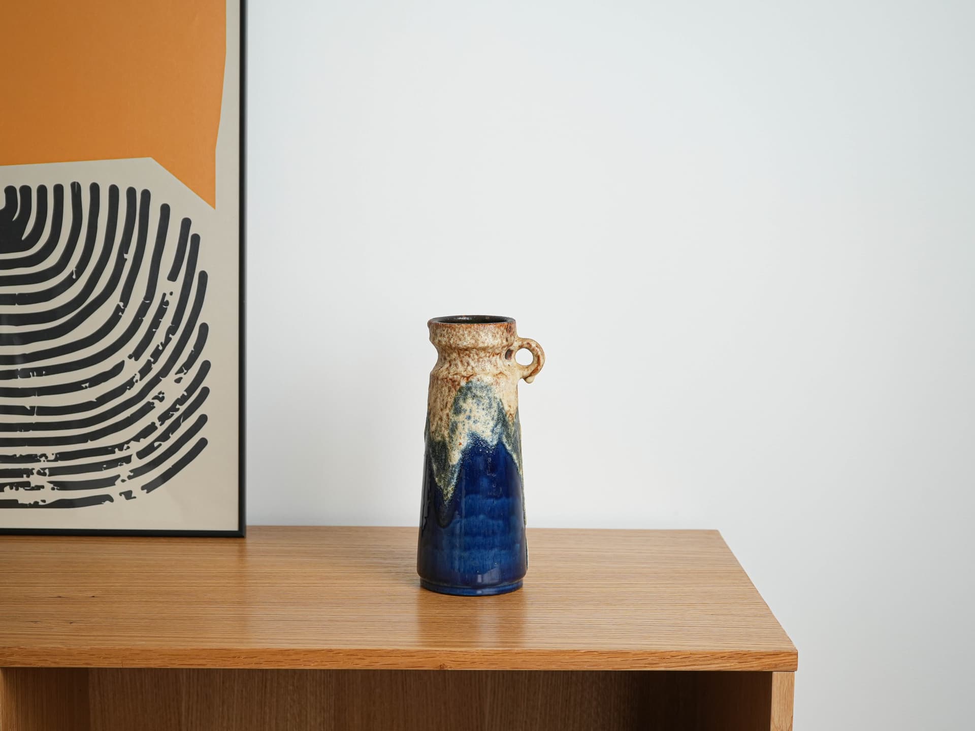 Vase Fat Lava, cobalt blue cream beige, ceramics, Germany, 1960s. - 327686