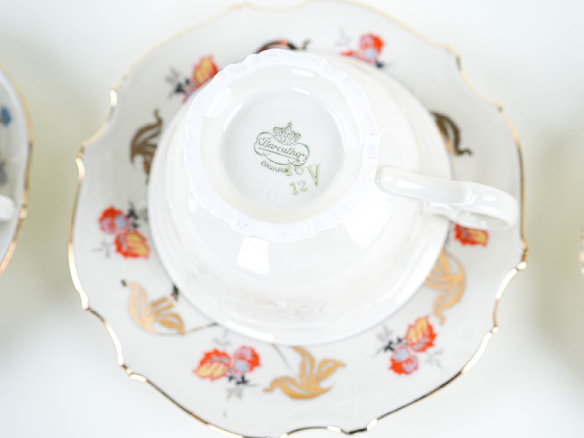 Set of cups and saucers, white and gold porcelain, Germany, 1950s - 327711