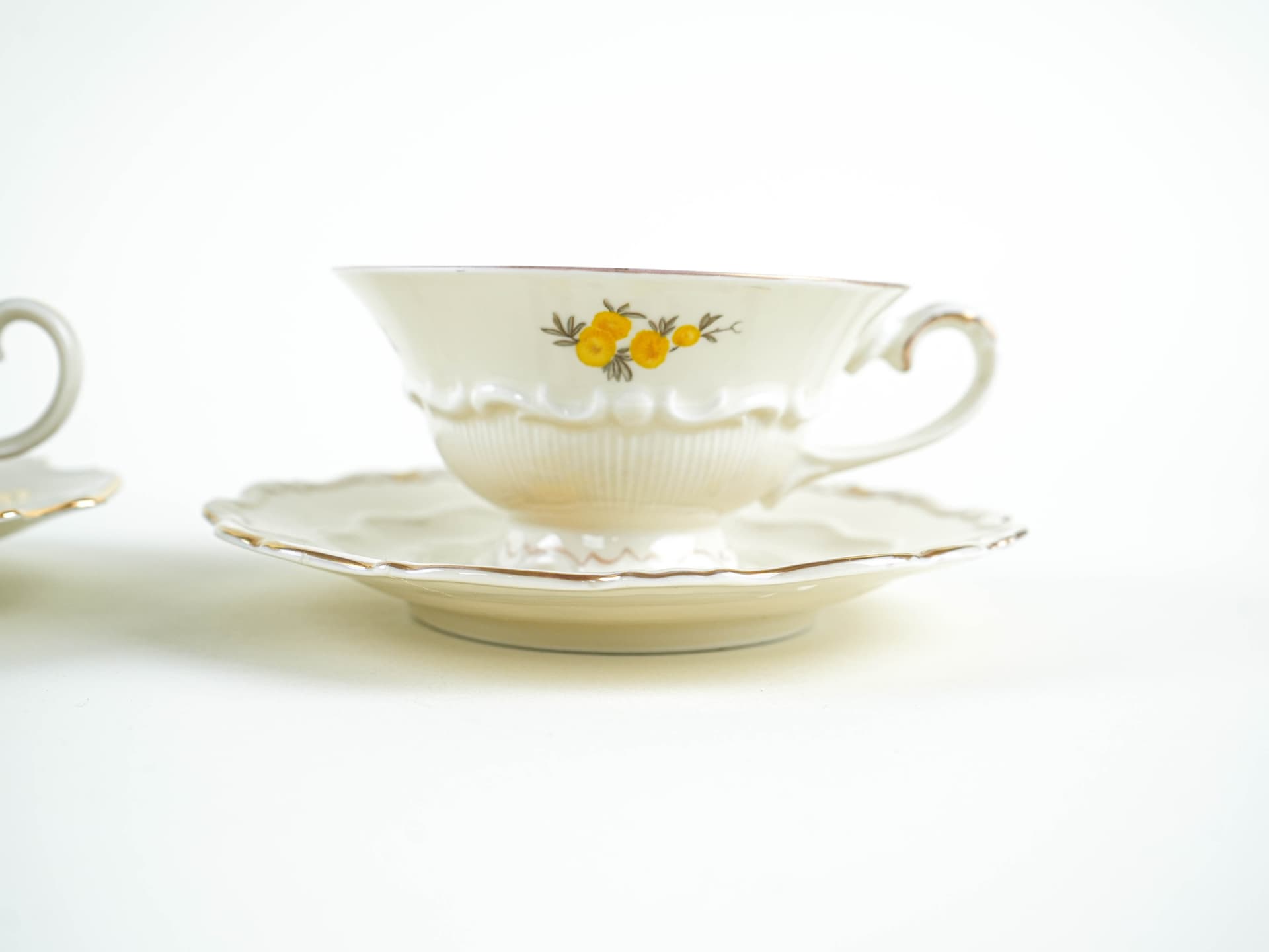 Set of cups and saucers, white and gold porcelain, Germany, 1950s - 327705