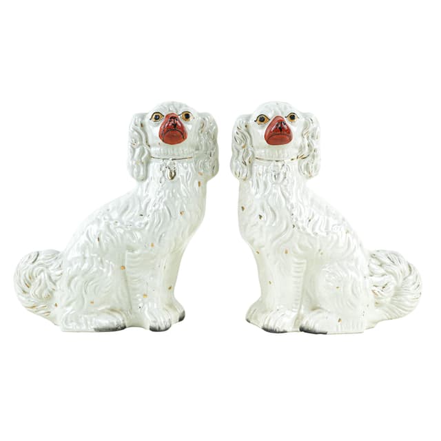 Pair of Staffordshire figurines, white red gold ceramic, United Kingdom, 19th c. - DIMENSION