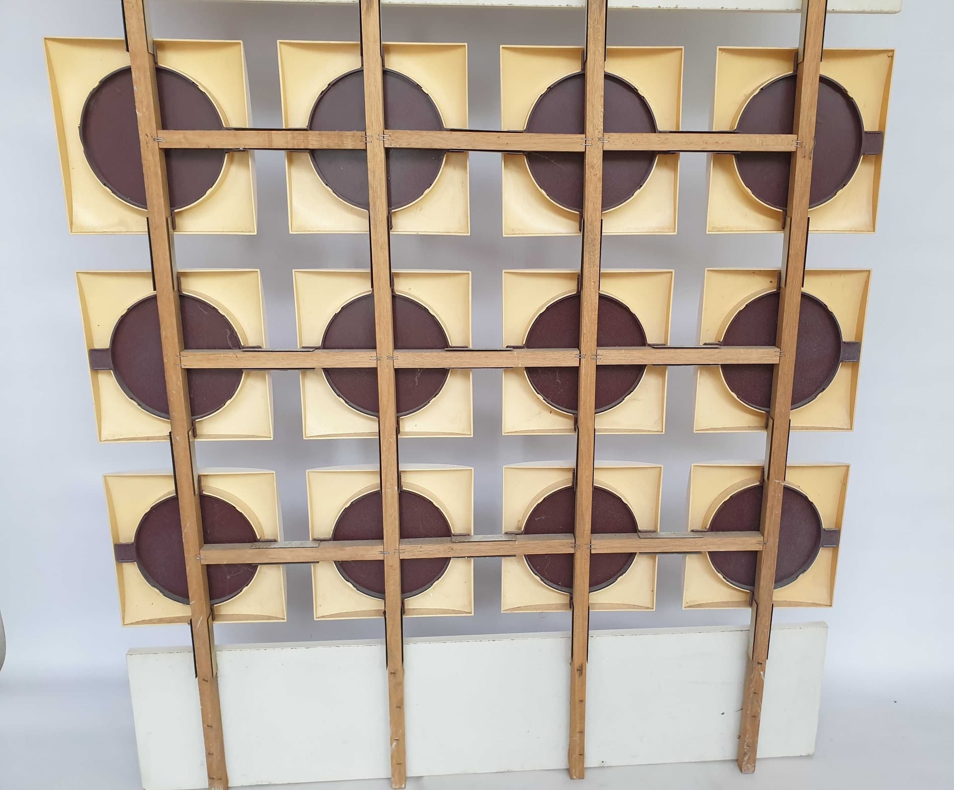 Hall stand Space Age, beige wood, white metal, Poland, 1970s. - 327770