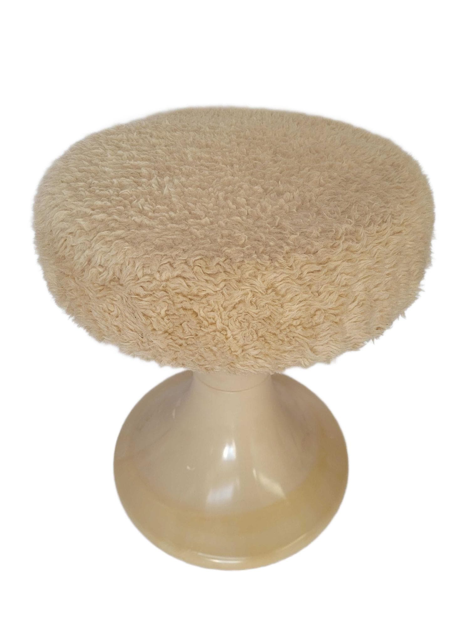 Stool Space Age, beige, plastic, fabric, Germany, 1970s.