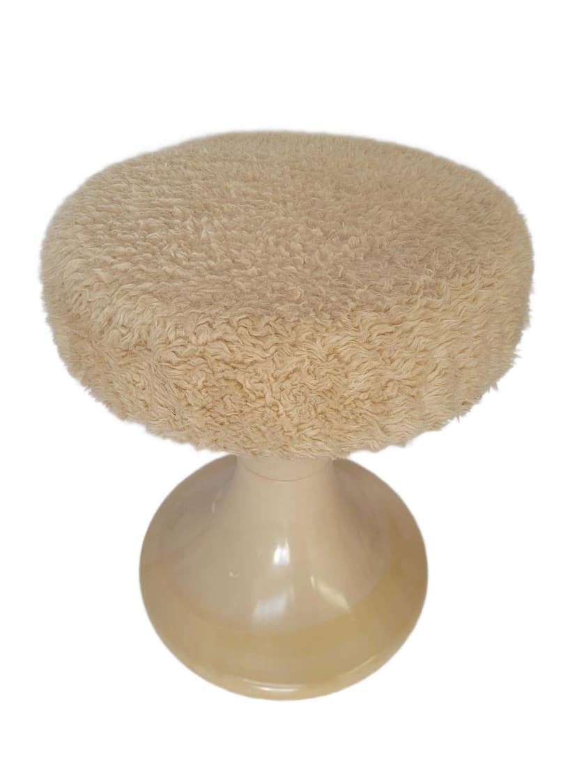 Stool Space Age, beige, plastic, fabric, Germany, 1970s.