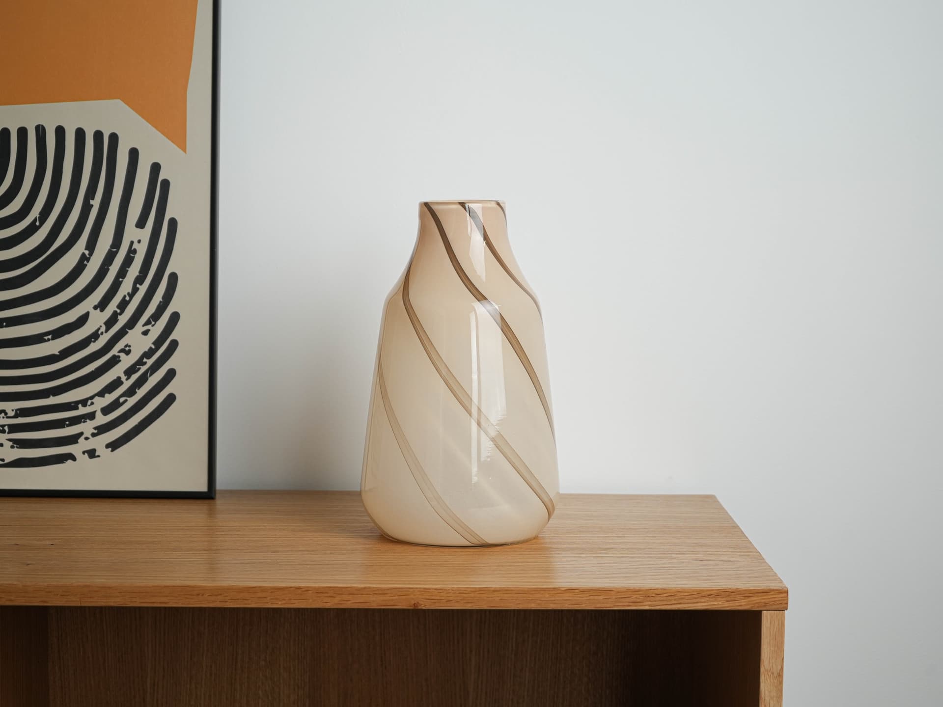 Vase, beige brown glass, Denmark, 1970s. - 327827