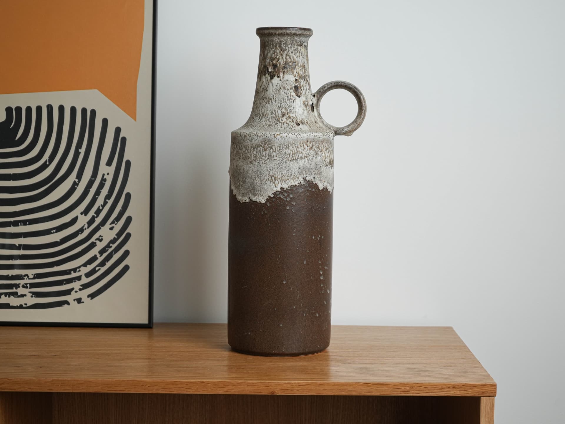 Vase, brown cream grey, ceramics, Germany, 1960s. - 327833