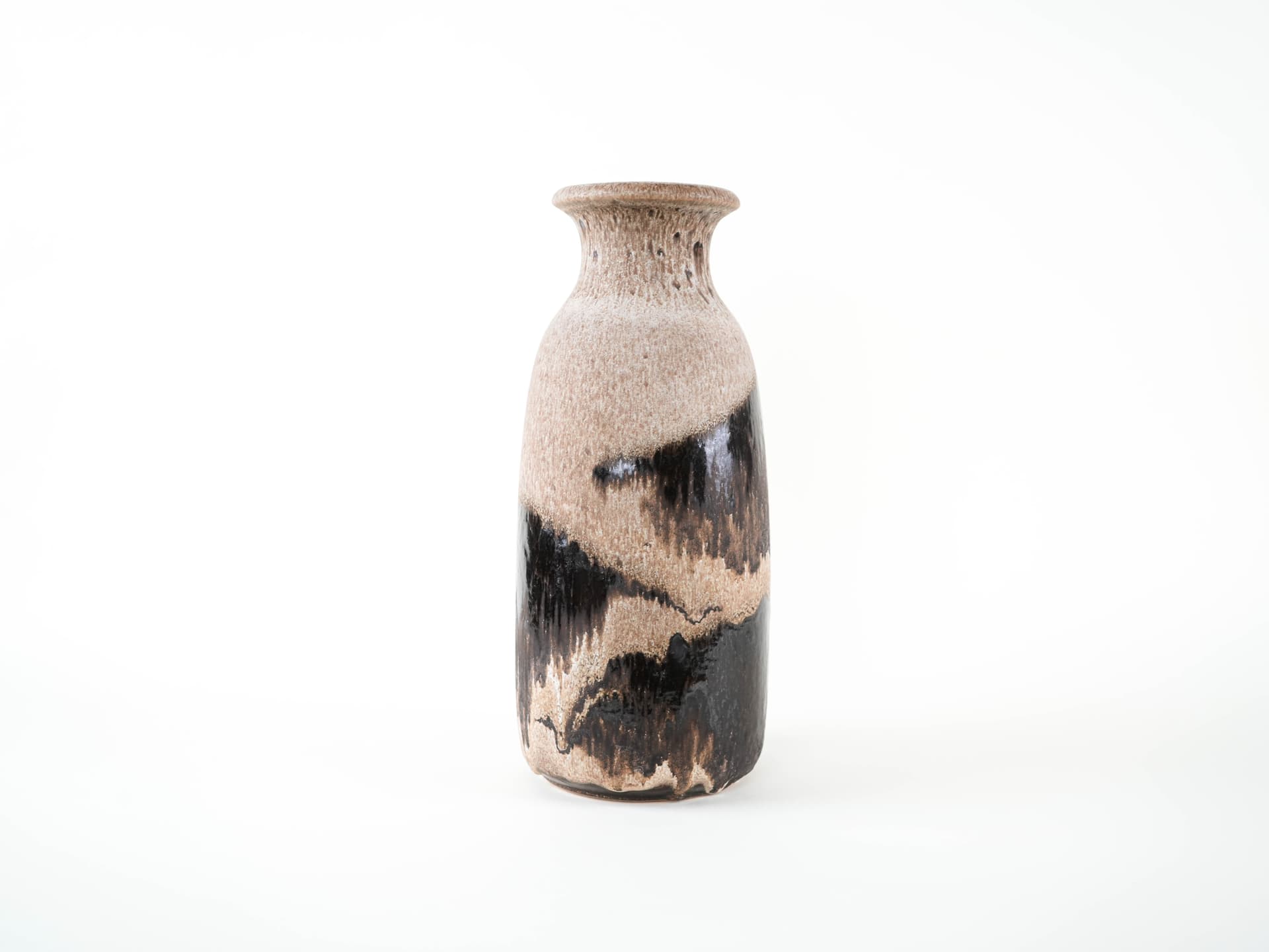 Vase, beige black brown, ceramics, Scheurich, Germany, 1960s. - 327852