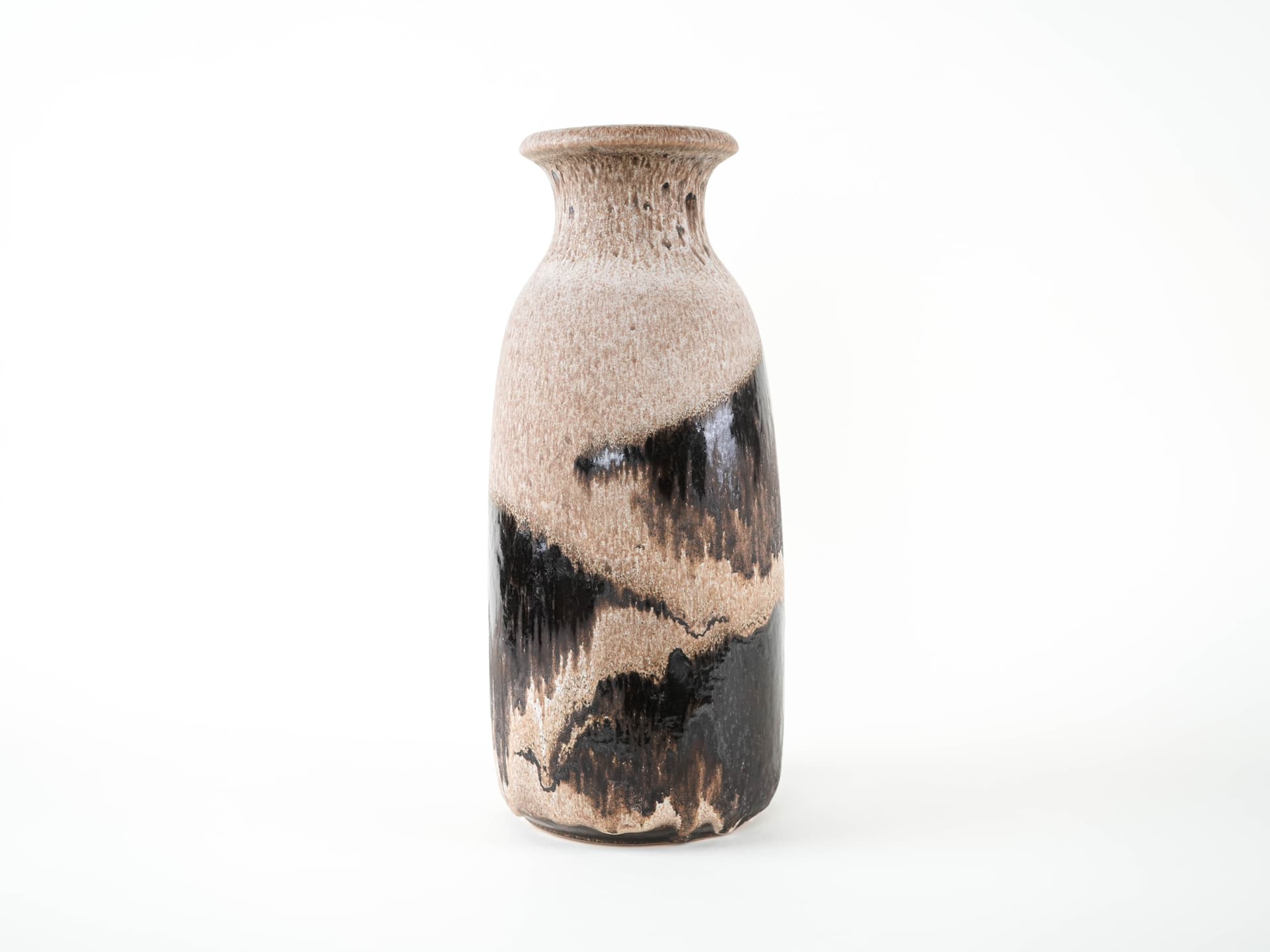 Vase, beige black brown, ceramics, Scheurich, Germany, 1960s. - 327855