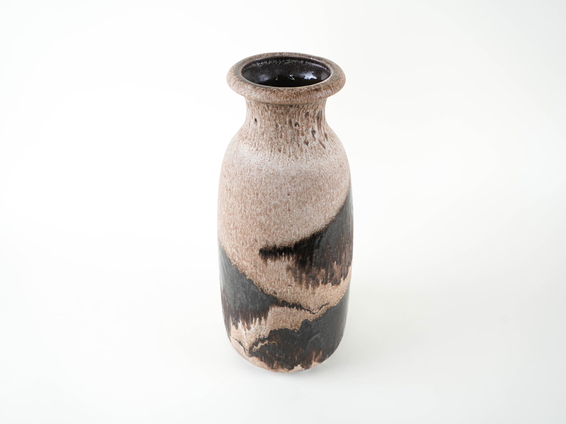 Vase, beige black brown, ceramics, Scheurich, Germany, 1960s. - 327856