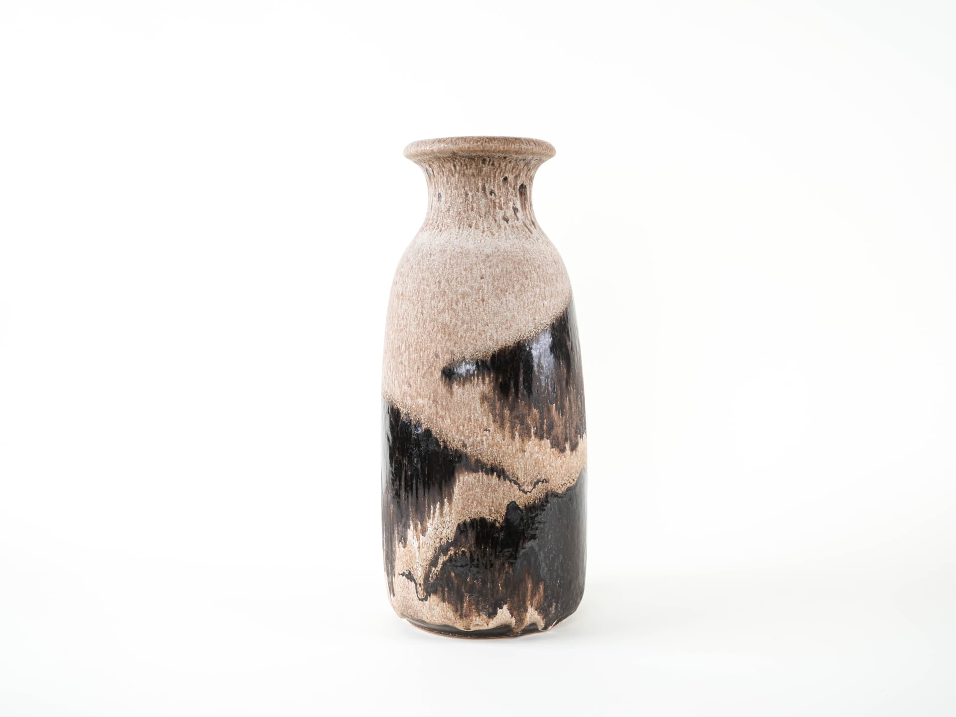 Vase, beige black brown, ceramics, Scheurich, Germany, 1960s. - 327851