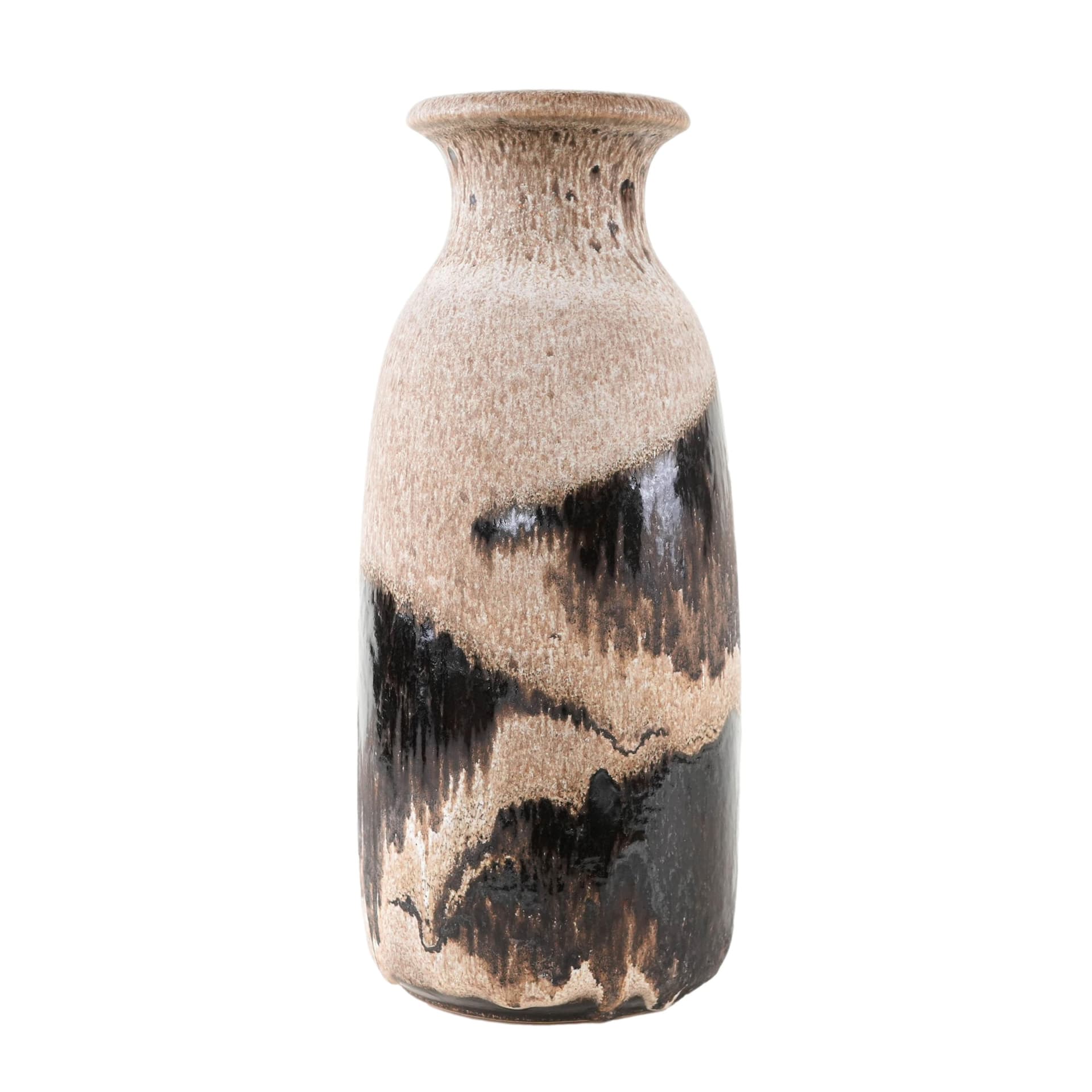 Vase, beige black brown, ceramics, Scheurich, Germany, 1960s.