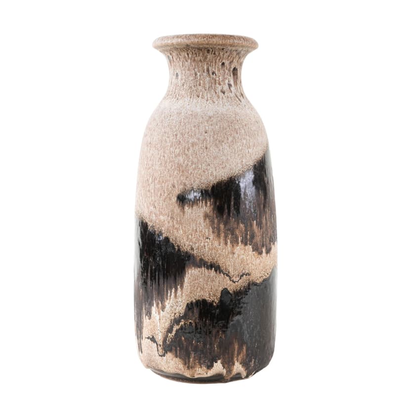 Vase, beige black brown, ceramics, Scheurich, Germany, 1960s.