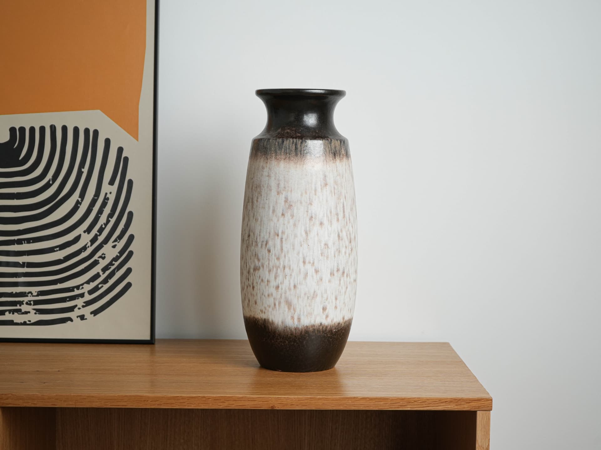 Vase, white brown black, ceramics, Germany, 1970s. - 327875