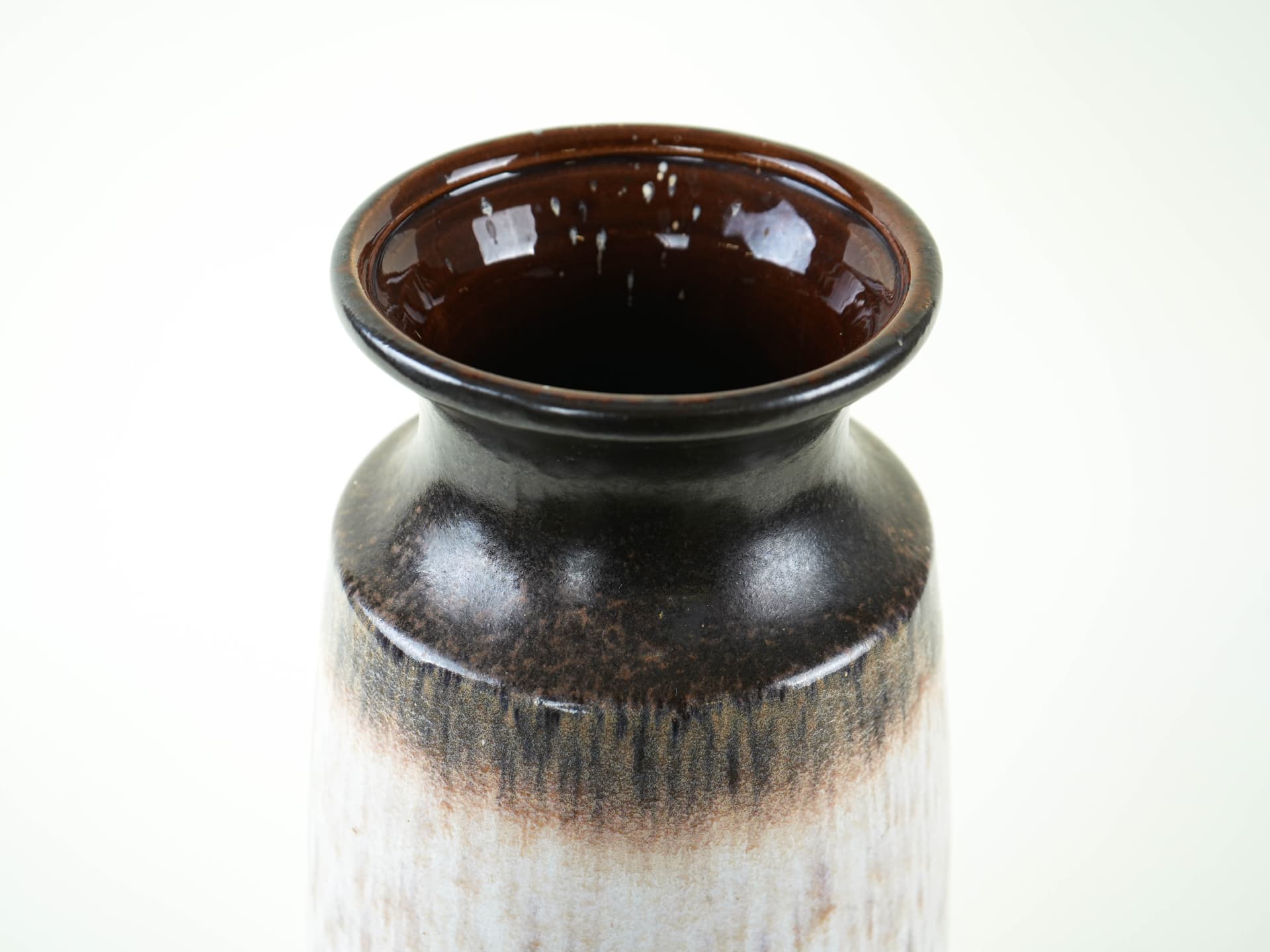 Vase, white brown black, ceramics, Germany, 1970s. - 327874