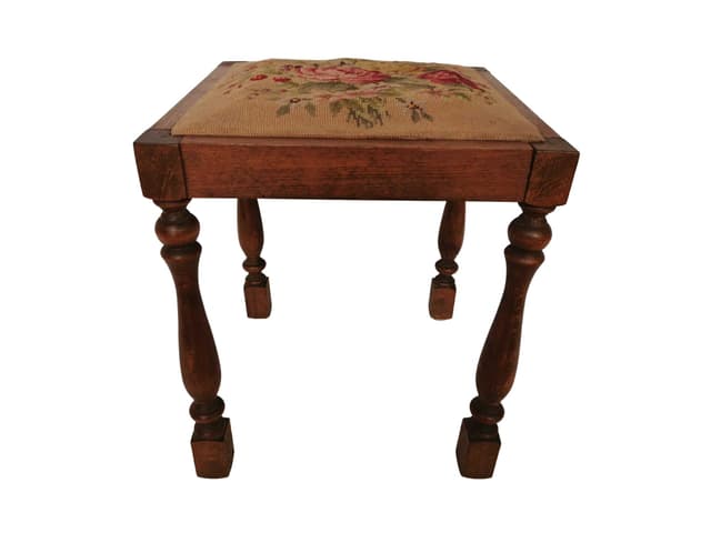 Carved stool, brown wood, Poland, 1970s. - DIMENSION