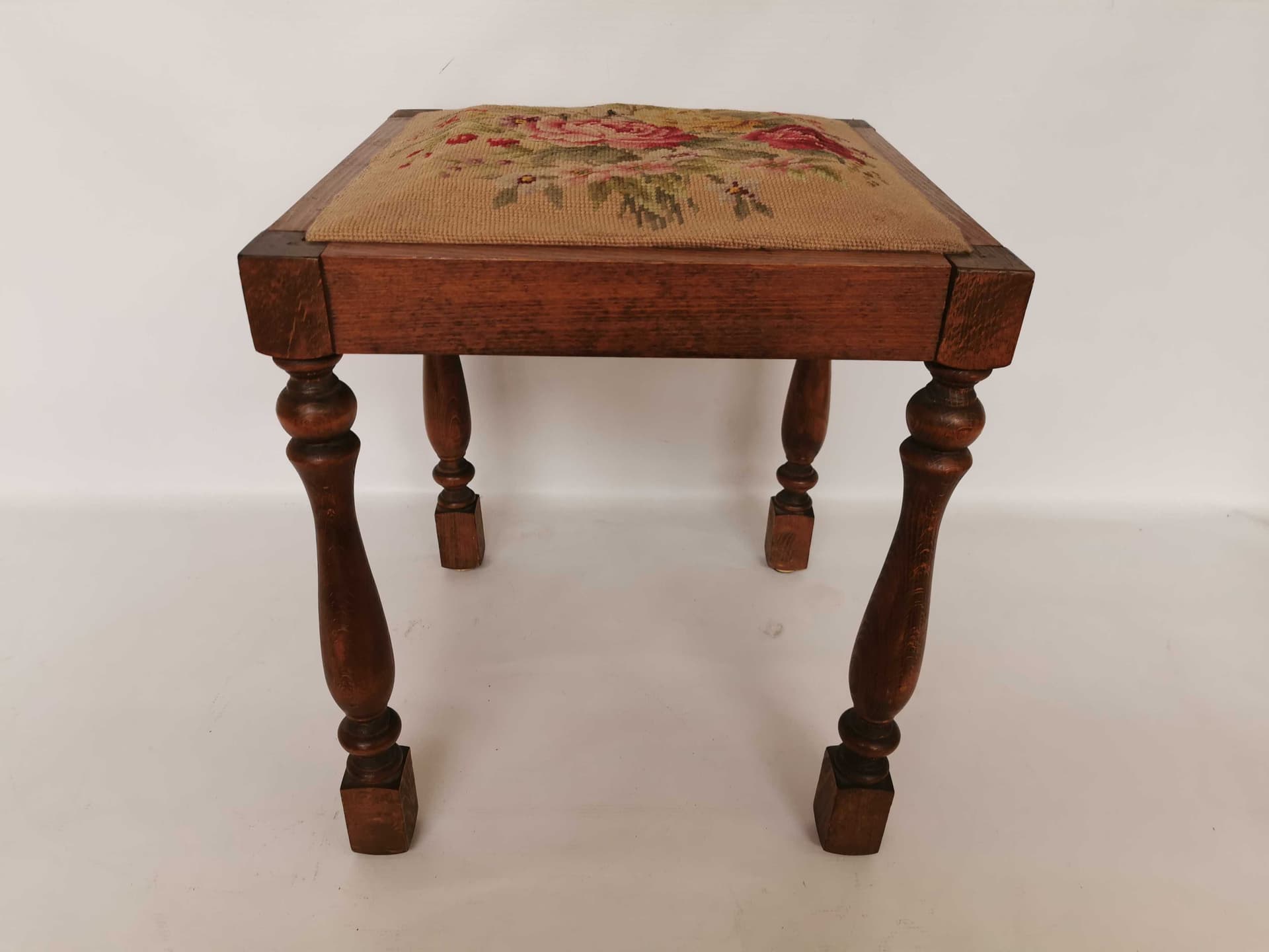 Carved stool, brown wood, Poland, 1970s. - 328232