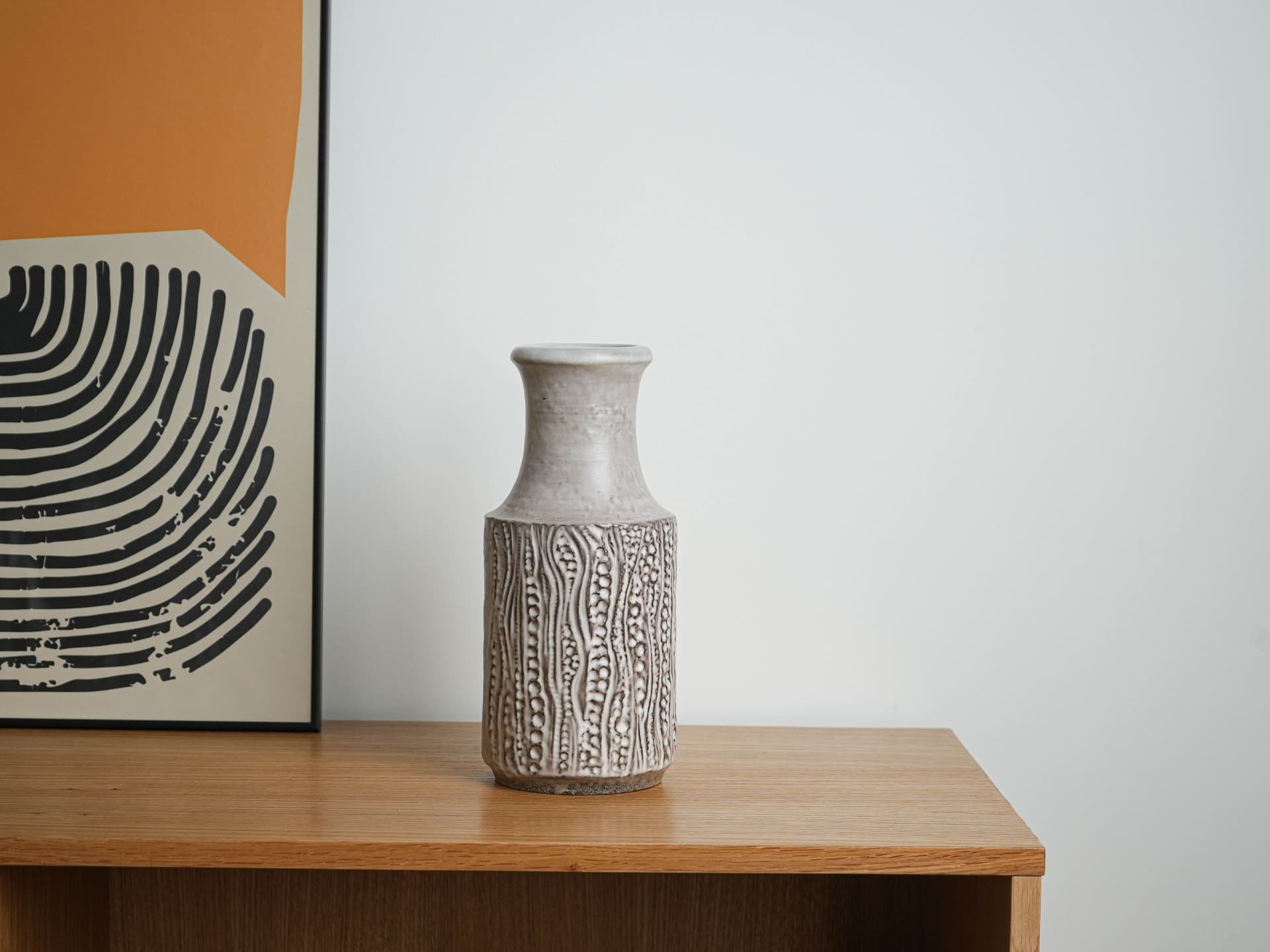 Vase, light grey beige, ceramics, Germany, 1970s. - 327893