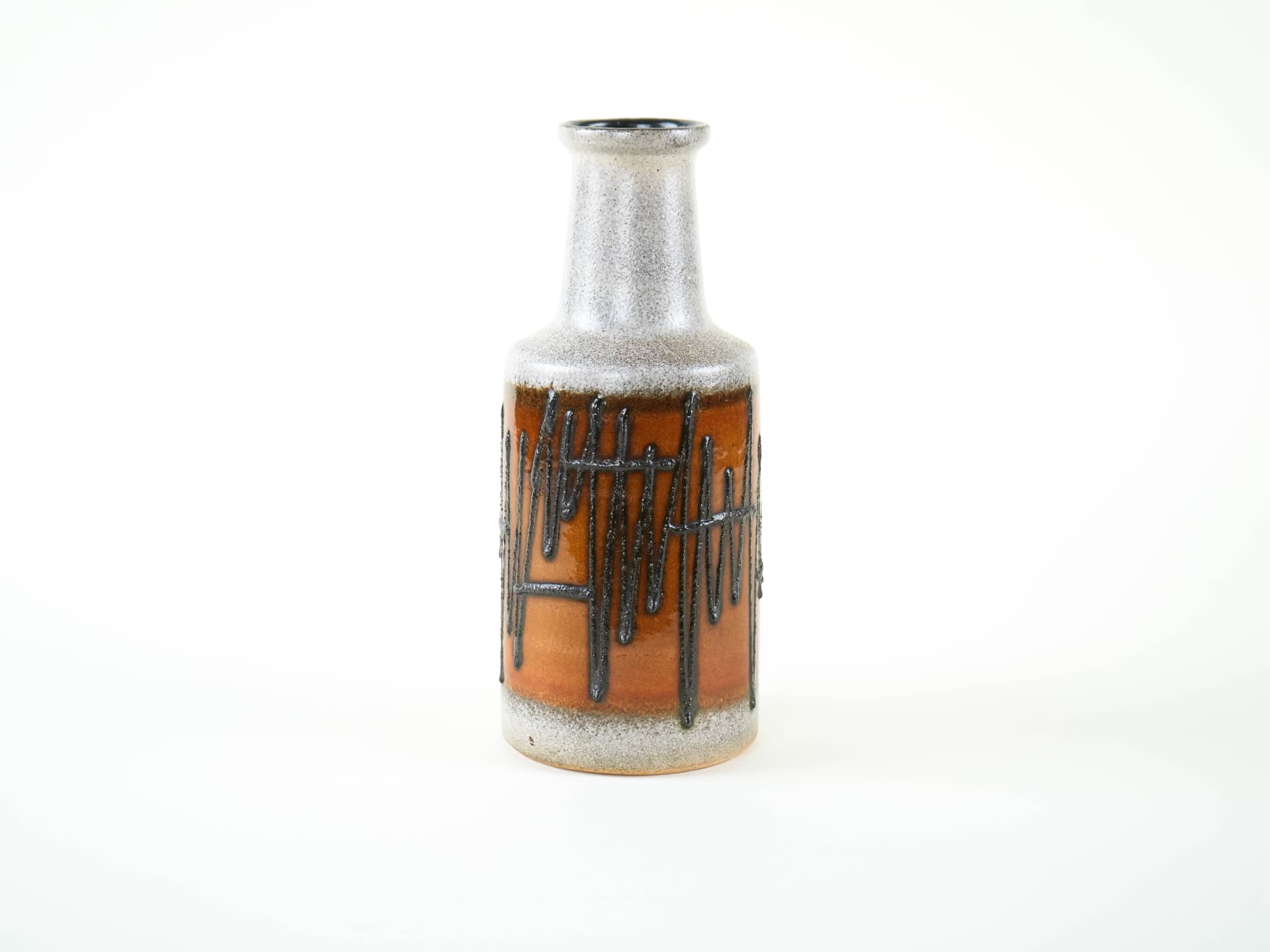 Vase Fat Lava, brown grey white black, ceramics, Germany, 1970s. - 327906