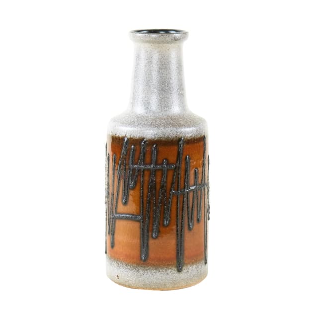 Vase Fat Lava, brown grey white black, ceramics, Germany, 1970s. - DIMENSION