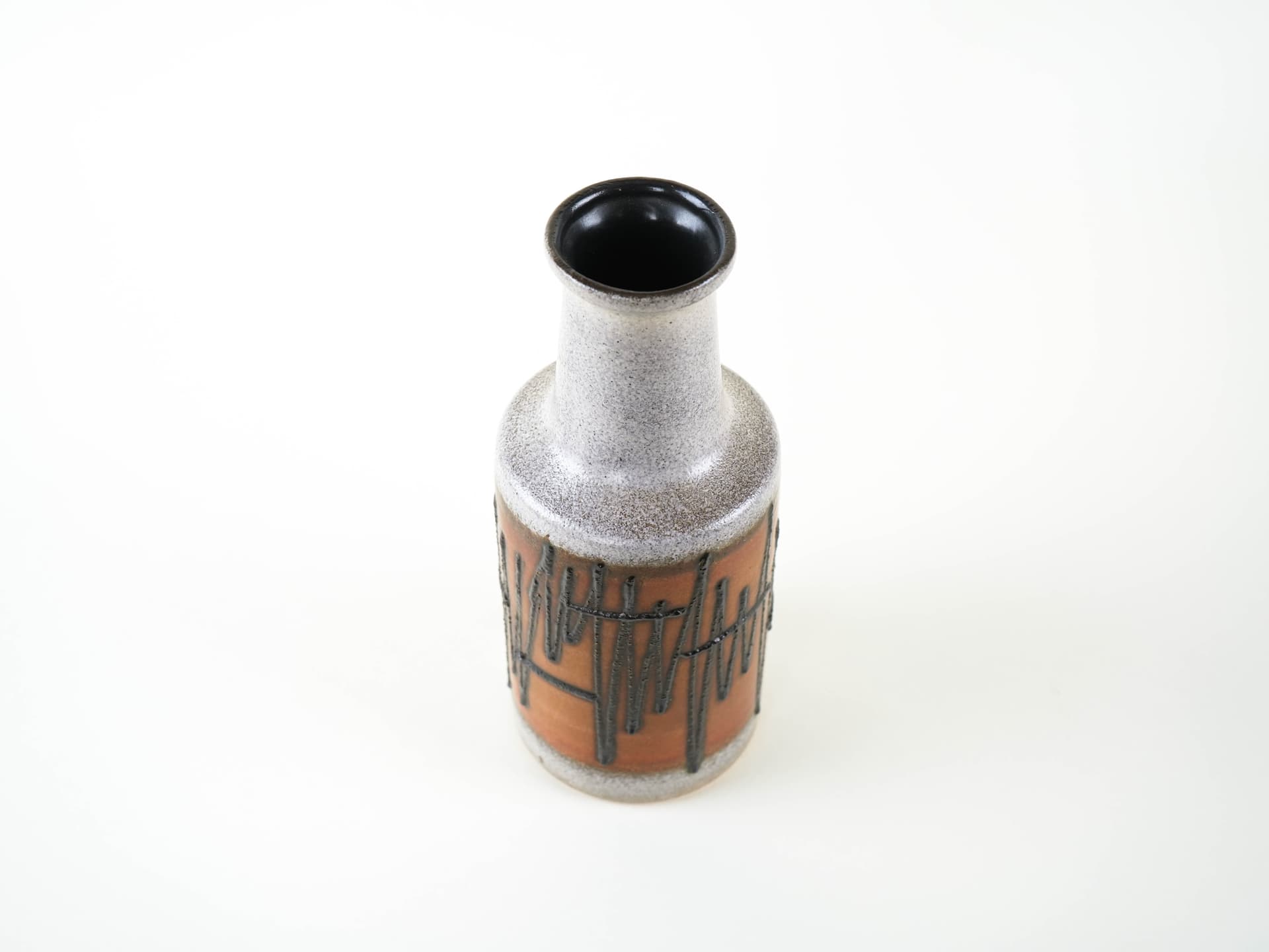 Vase Fat Lava, brown grey white black, ceramics, Germany, 1970s. - 327907