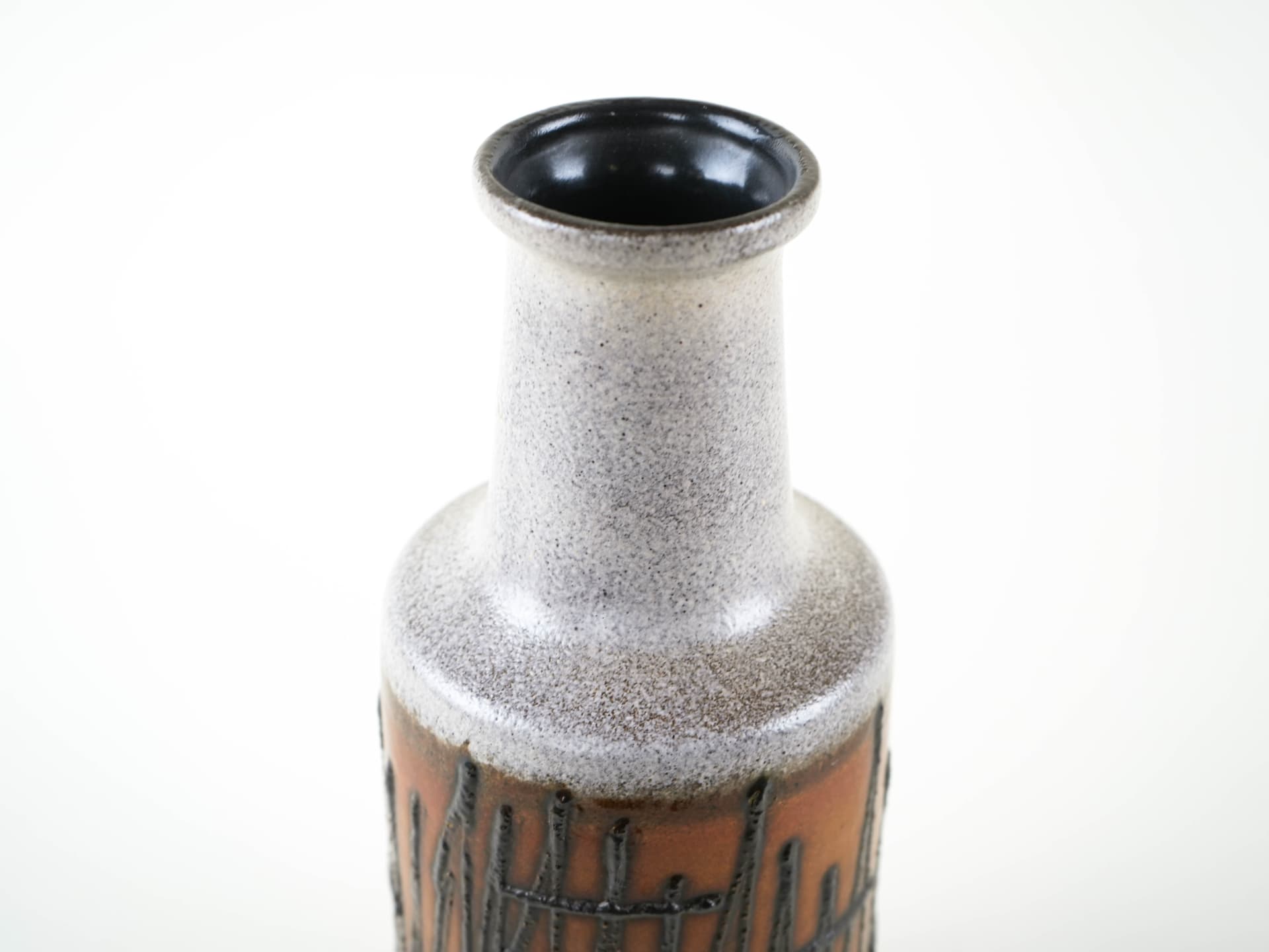 Vase Fat Lava, brown grey white black, ceramics, Germany, 1970s. - 327909