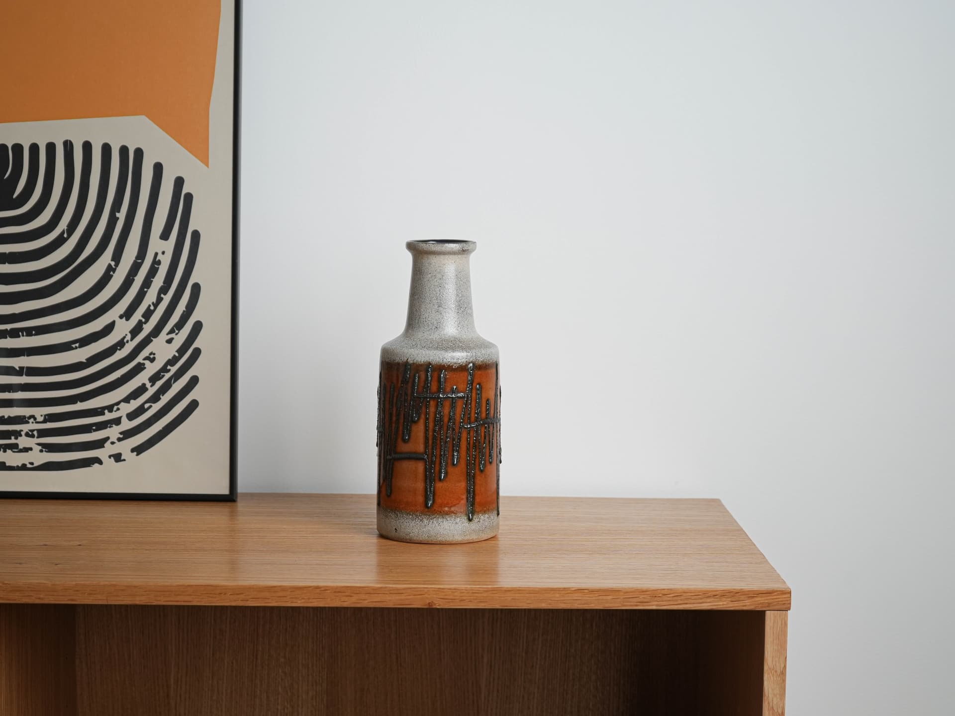 Vase Fat Lava, brown grey white black, ceramics, Germany, 1970s. - 327911