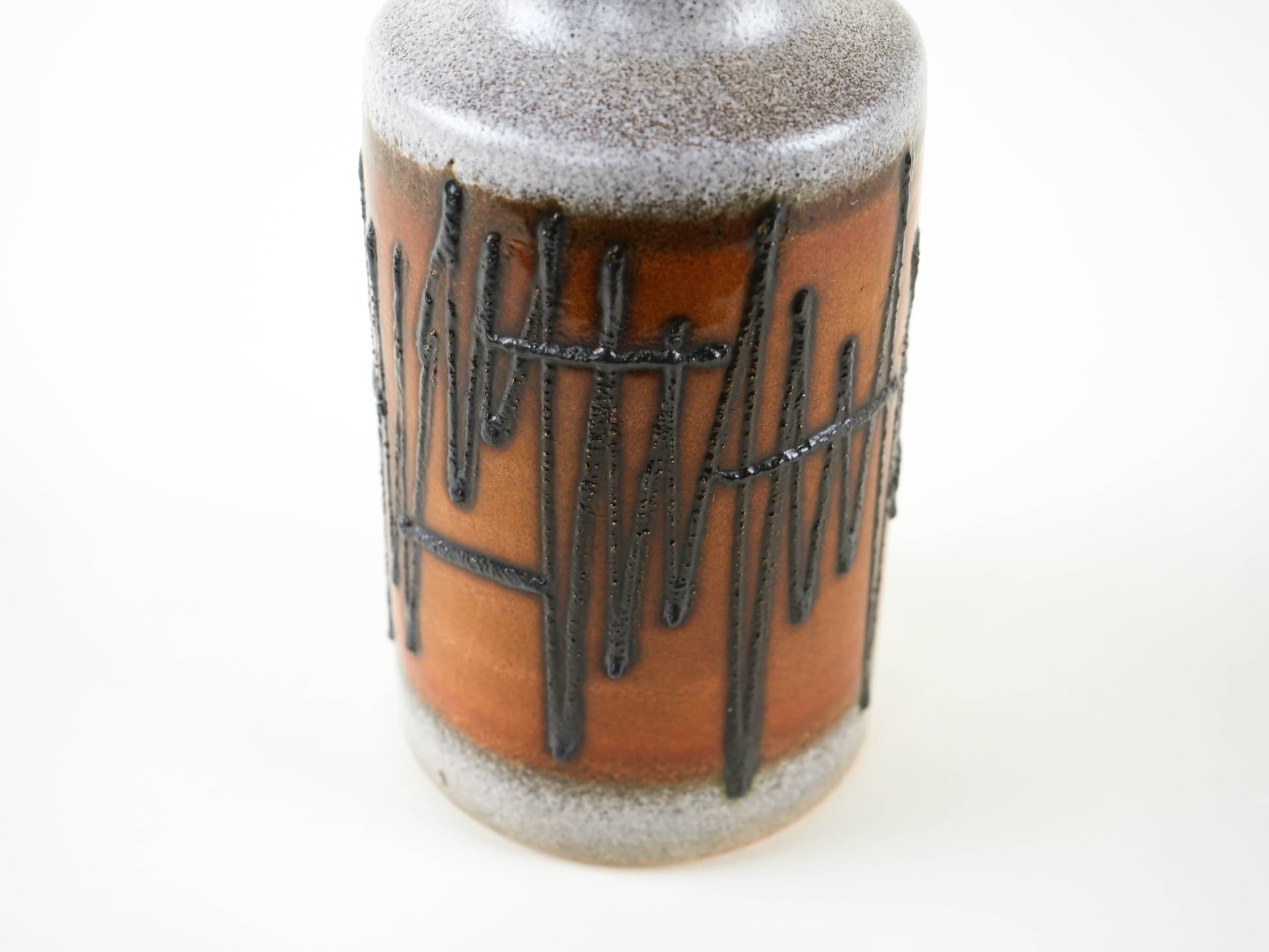 Vase Fat Lava, brown grey white black, ceramics, Germany, 1970s. - 327910