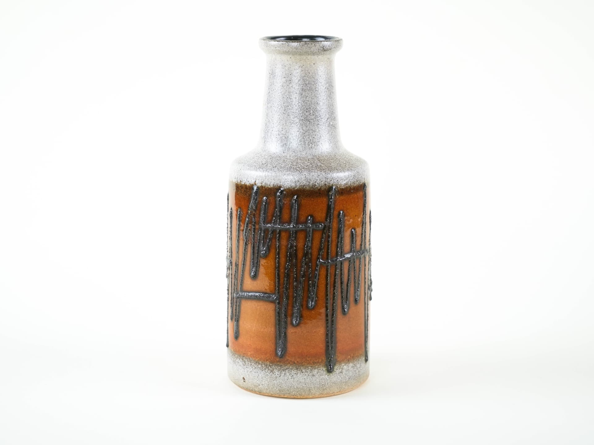 Vase Fat Lava, brown grey white black, ceramics, Germany, 1970s. - 327908