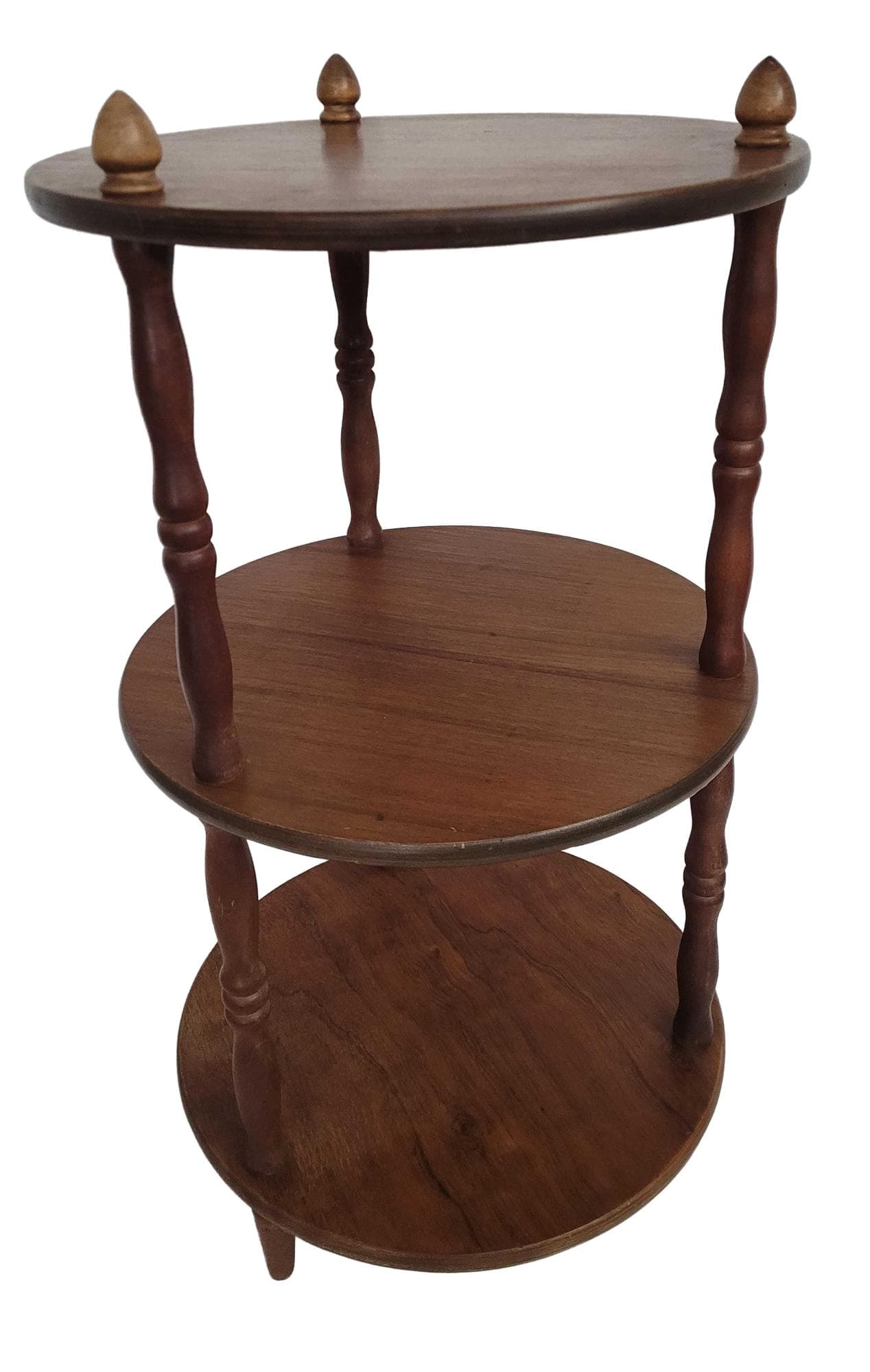 Round shelf, brown wood plywood, 1980s.