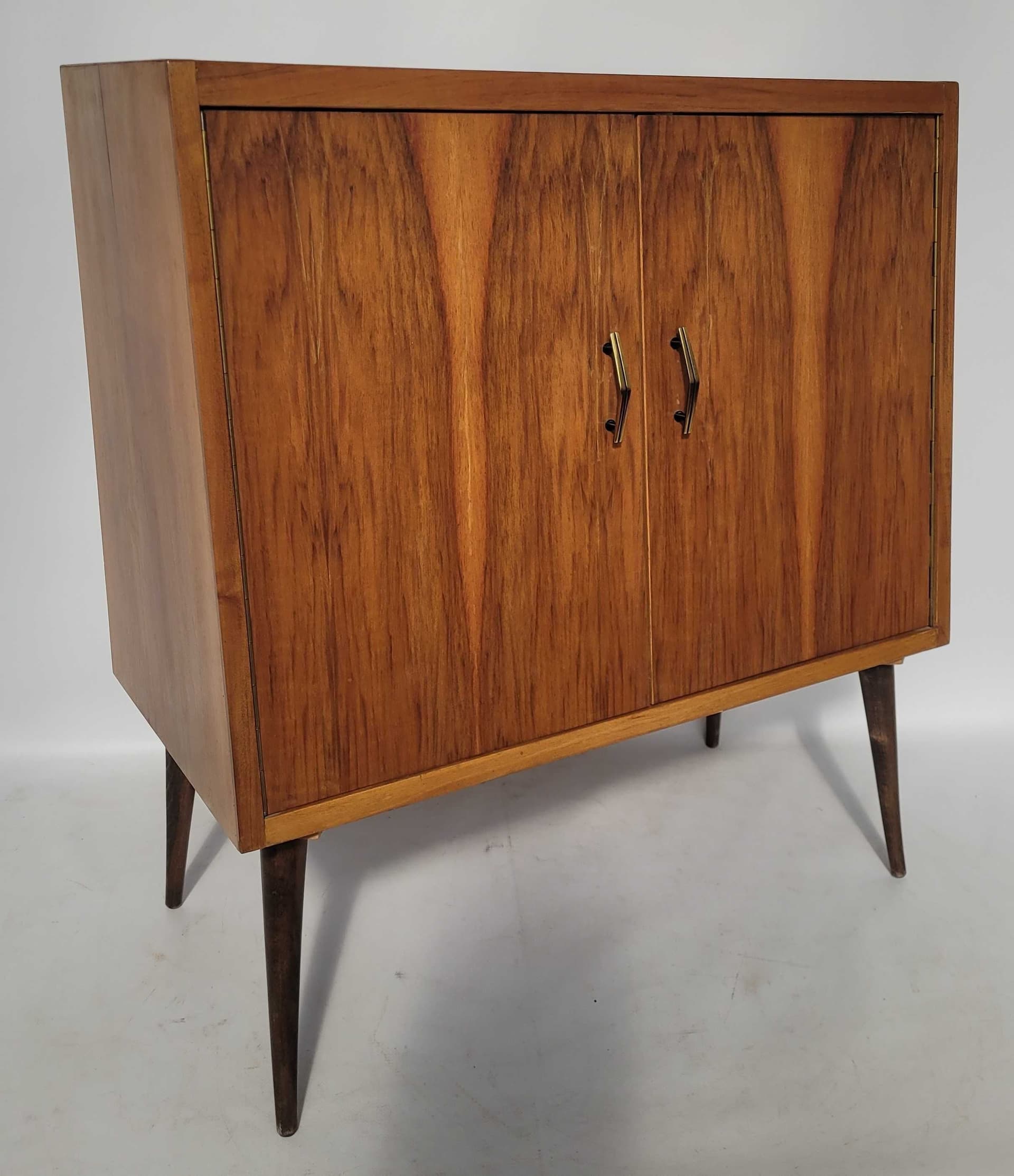 Sideboard, Scandinavian Modernism, brown veneer, wood, Poland, 1970s. - 328139