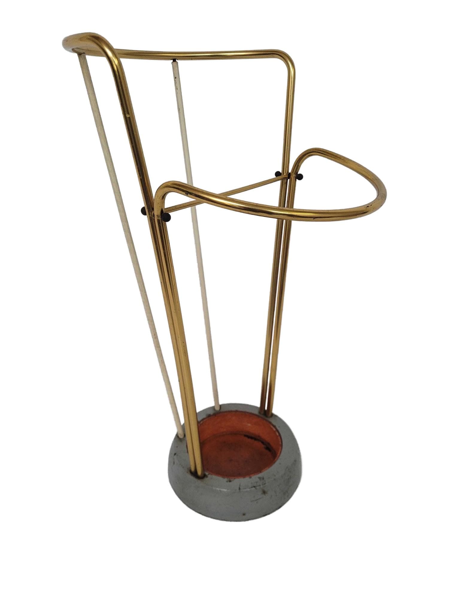 Umbrella Stand, brass gold, aluminum, Poland, 1960s.