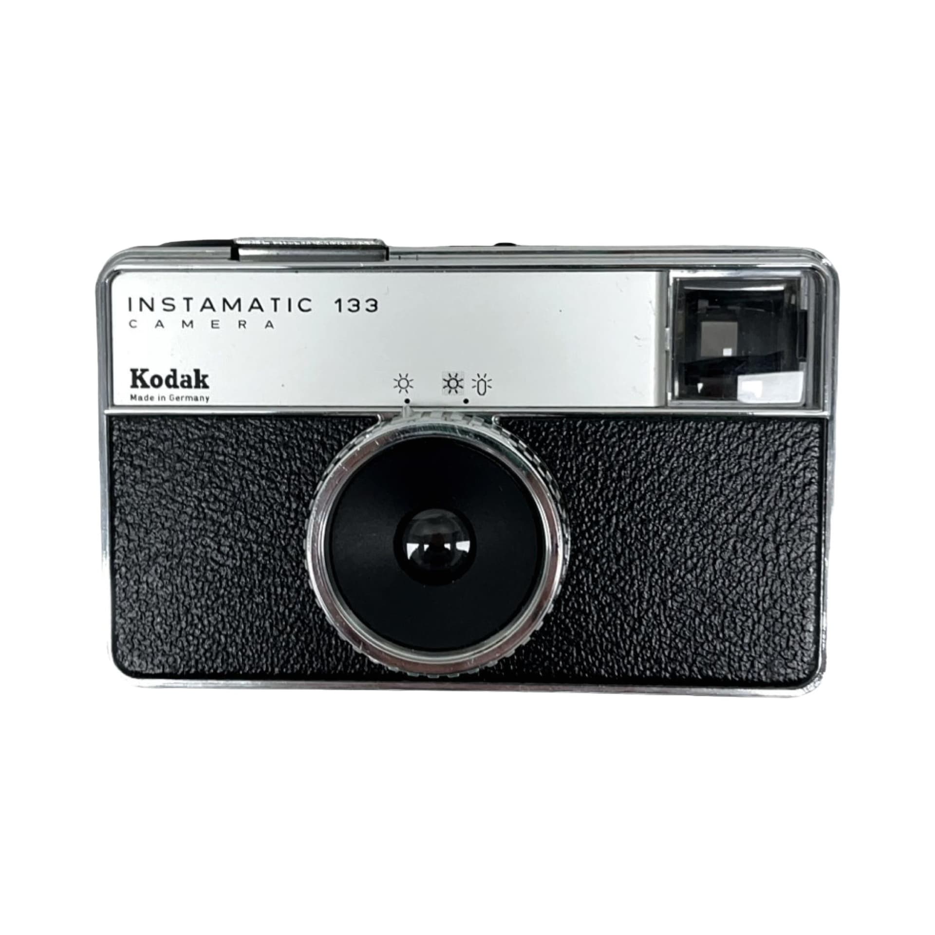 Aparat fotograficzny Instamatic 133, space age, metal srebrny, plastik czarny, Niemcy, lata 60.