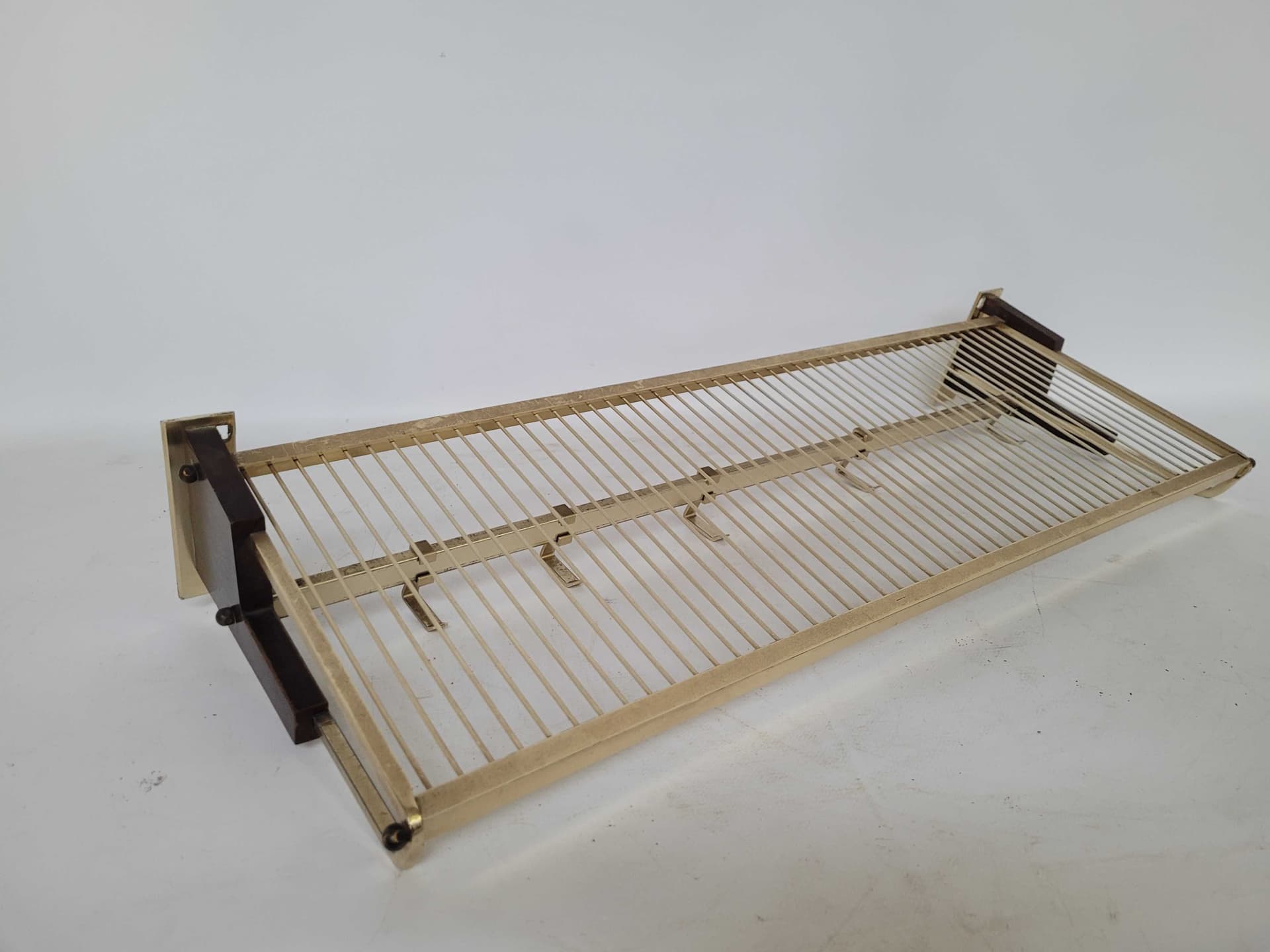 Wall-mounted coat rack, gold, aluminum brass, Poland, 1960s. - 328108
