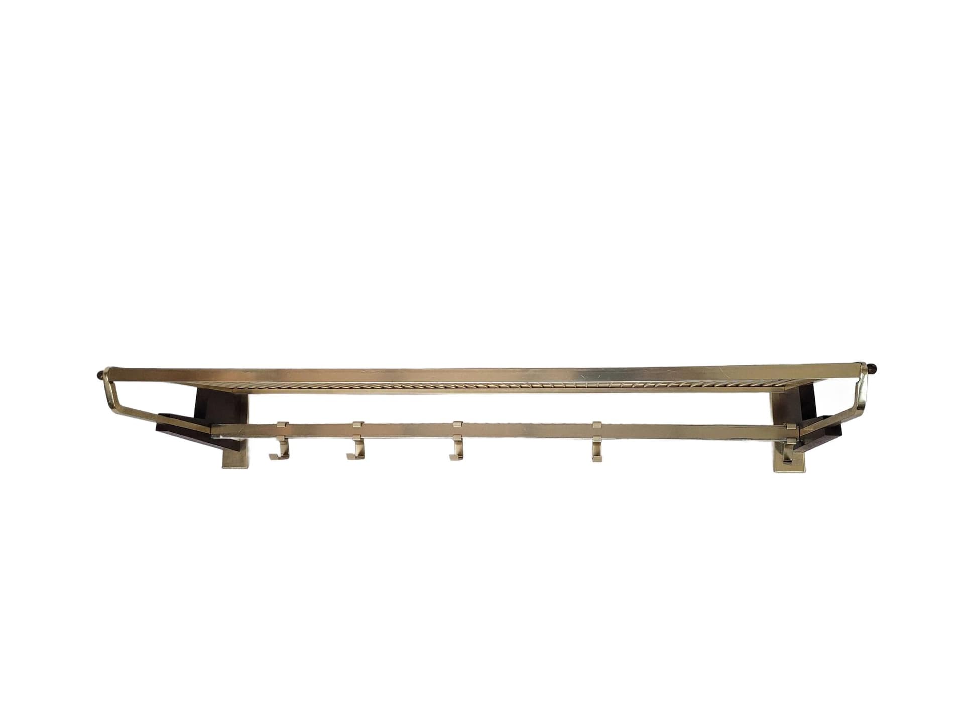 Wall-mounted coat rack, gold, aluminum brass, Poland, 1960s.