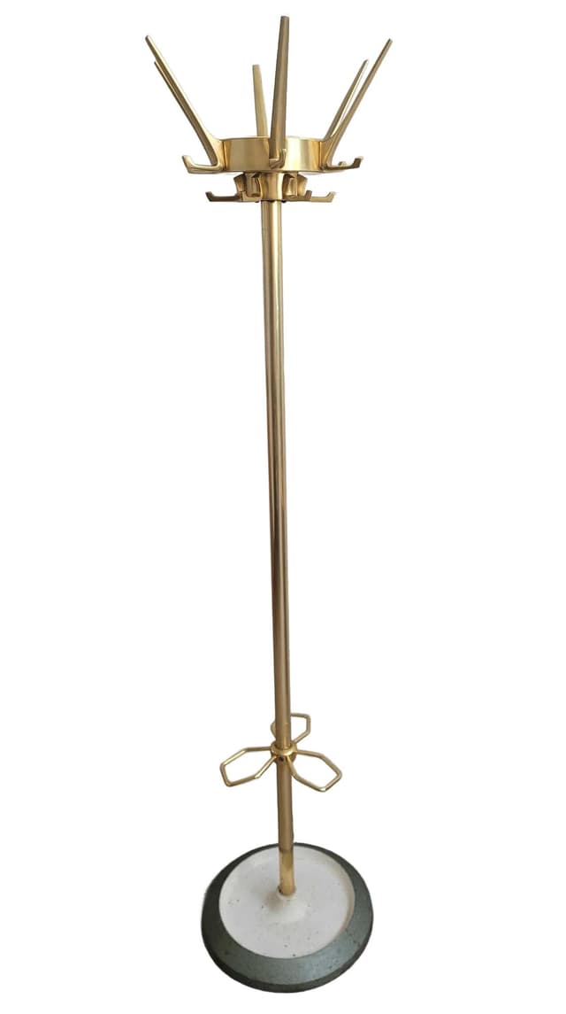 Standing coat rack, gold brass, white marble, Poland, 1970s. - DIMENSION