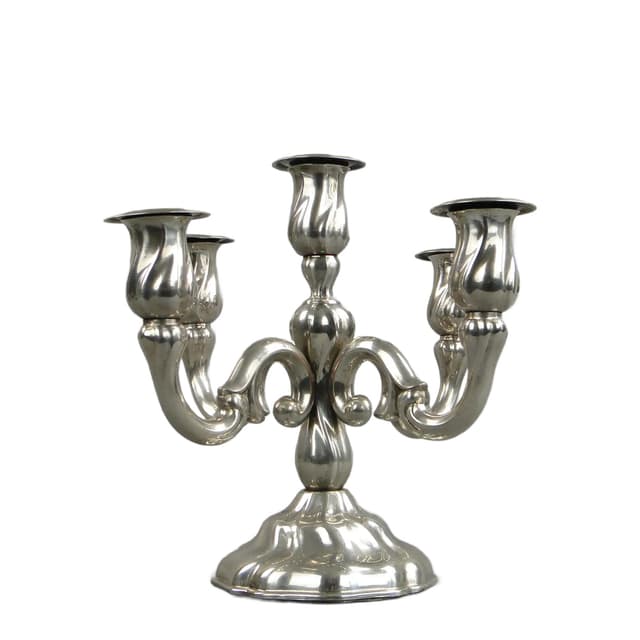 Kandelabr pięcioramienny Art déco, srebrny, mosiądz, Europa Zachodnia, lata 50. - WYMIARY