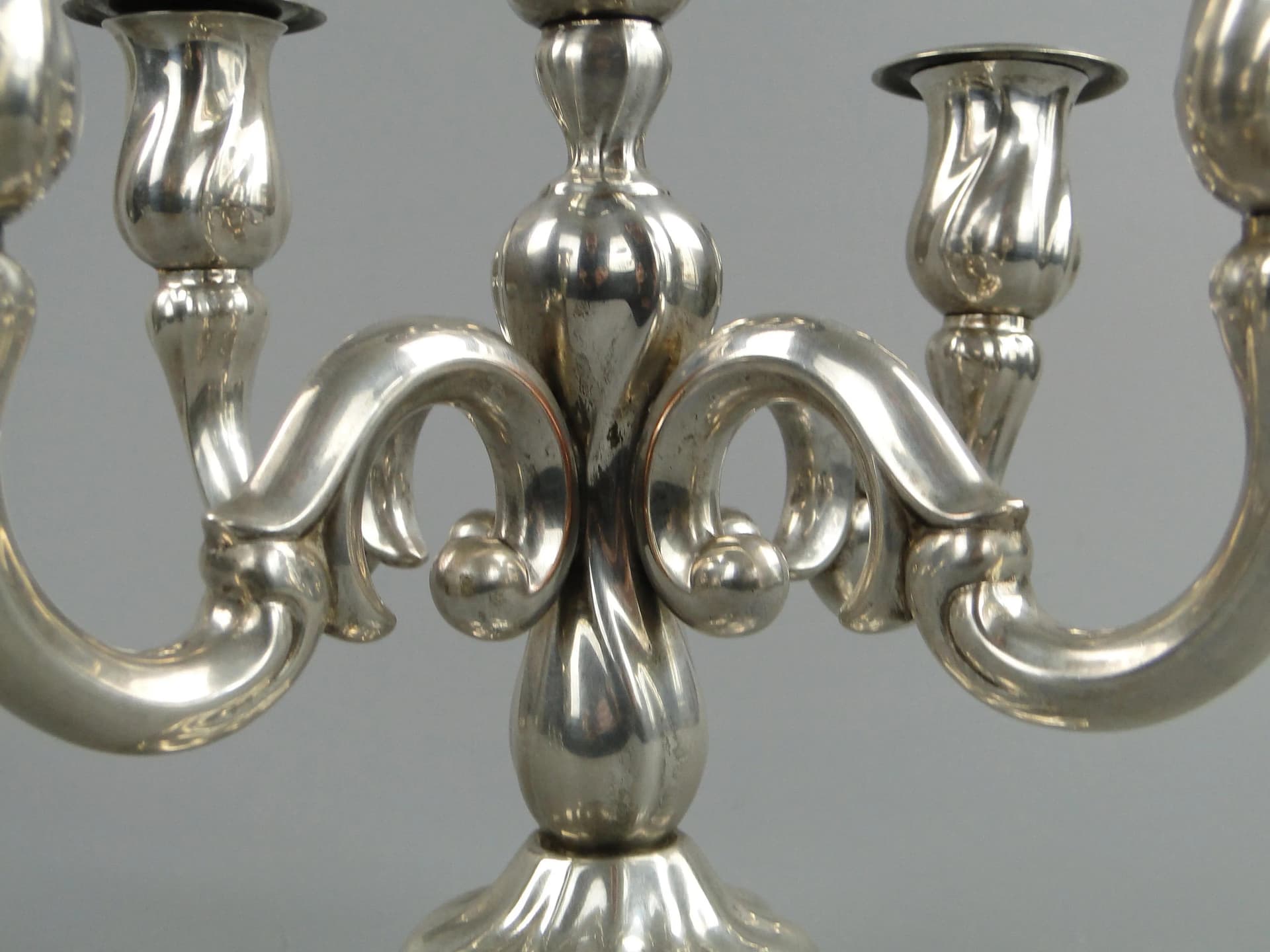 Kandelabr pięcioramienny Art déco, srebrny, mosiądz, Europa Zachodnia, lata 50. - 24677