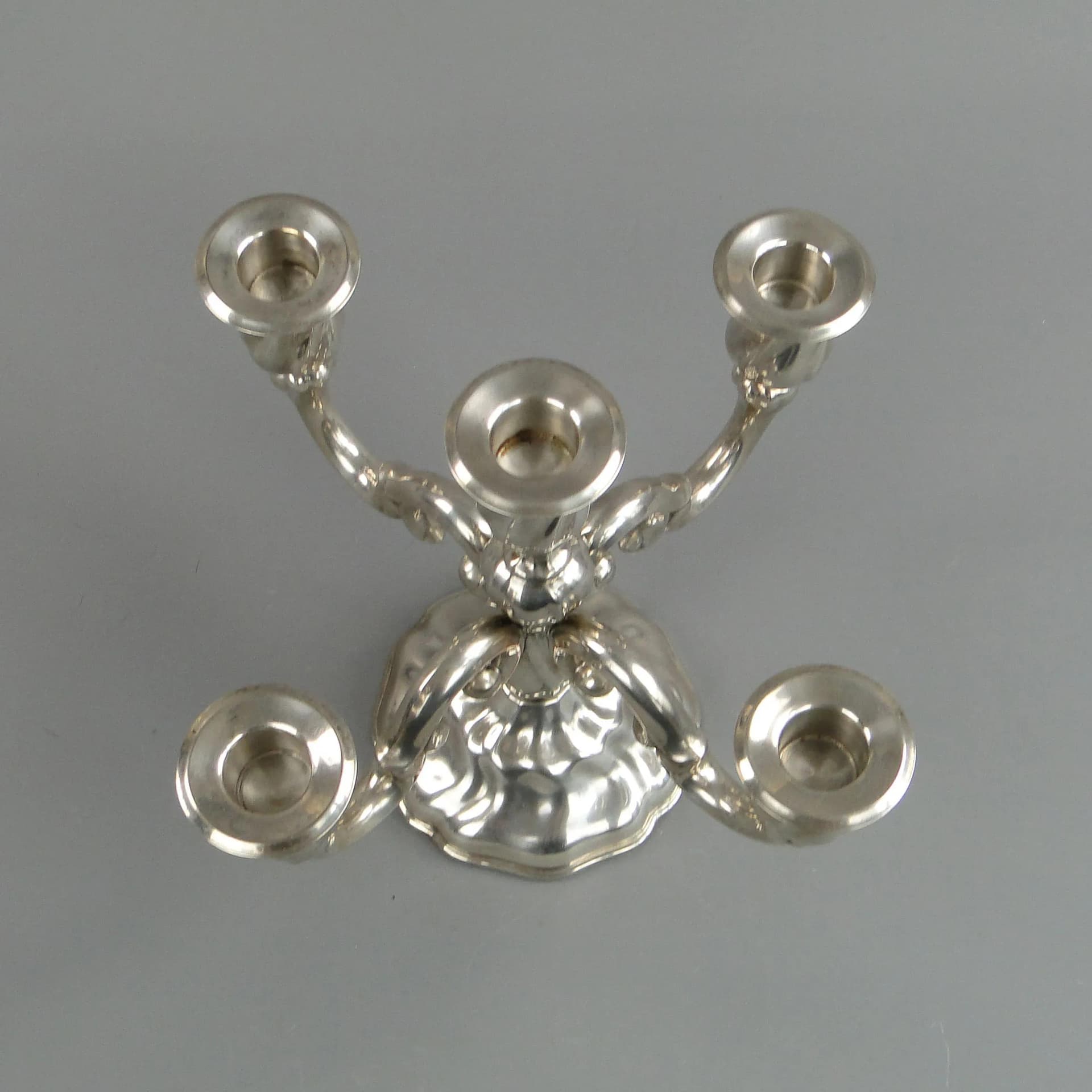 Kandelabr pięcioramienny Art déco, srebrny, mosiądz, Europa Zachodnia, lata 50. - 24679