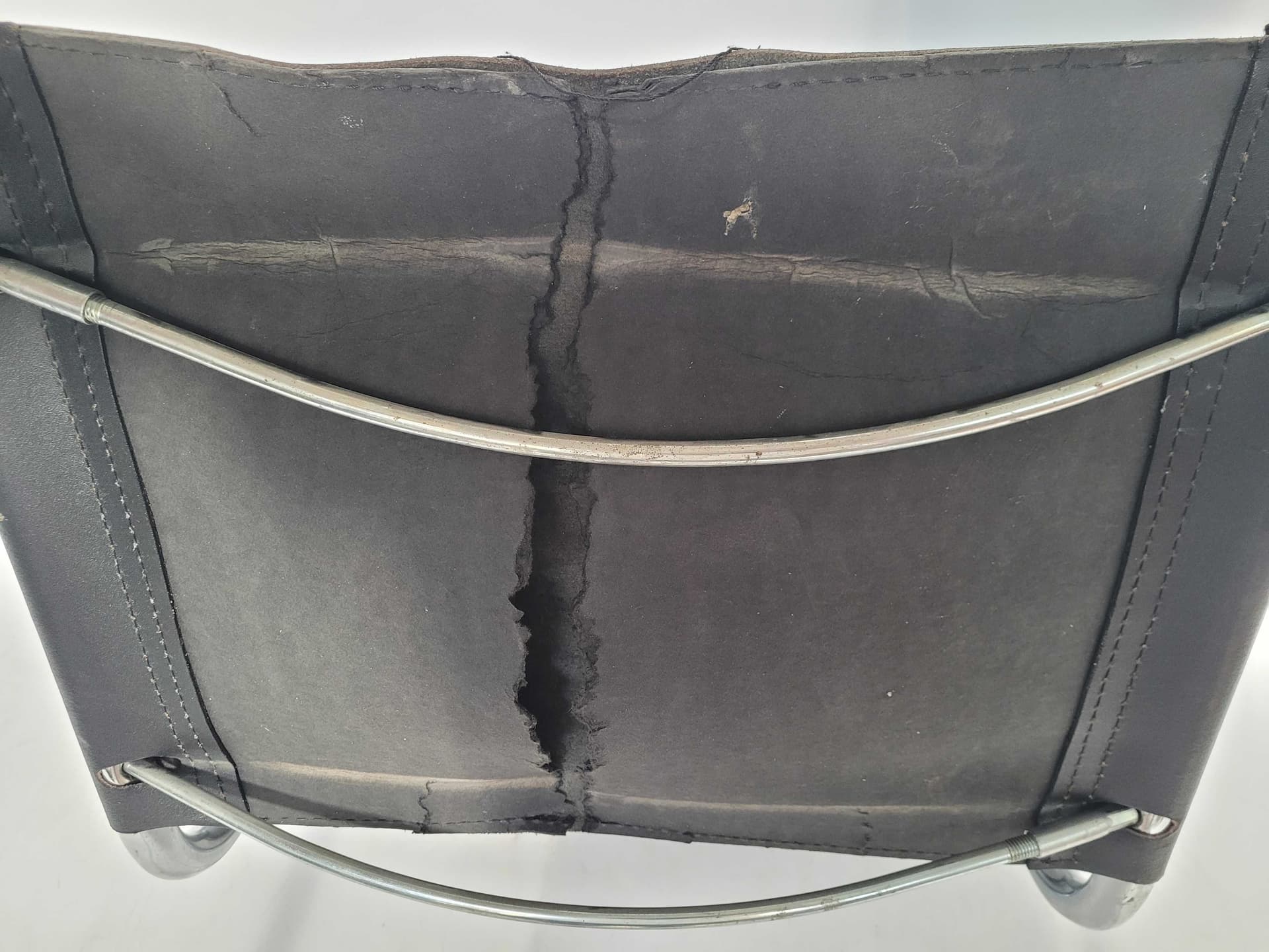 Chair Bauhaus, black leather, chrome steel, 1960s - 328075