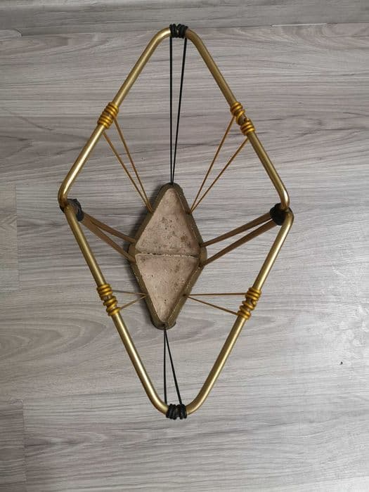 Umbrella stand, gold black, metal stone, Poland, 1960s. - 328021