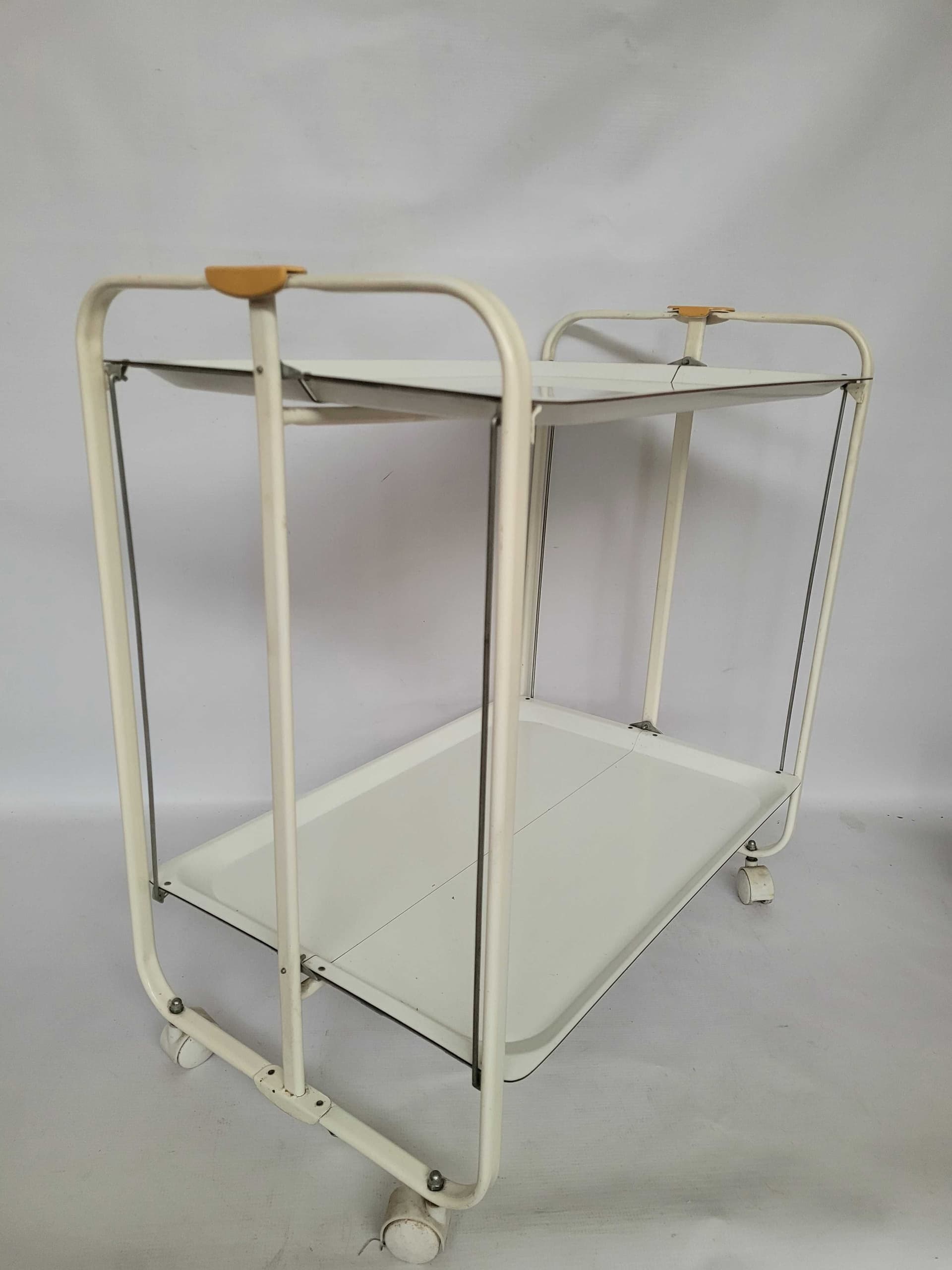 Bar cart, white, metal beech, Poland, 1970s. - 328450