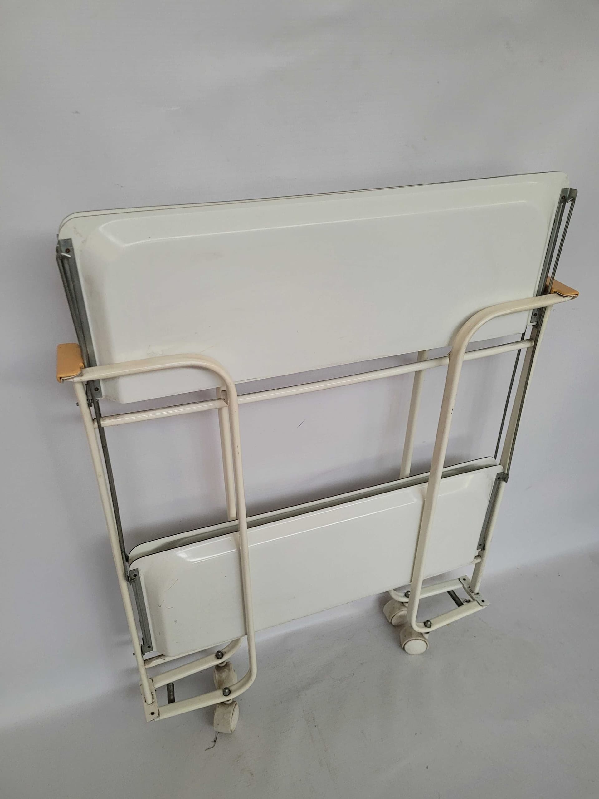 Bar cart, white, metal beech, Poland, 1970s. - 328449