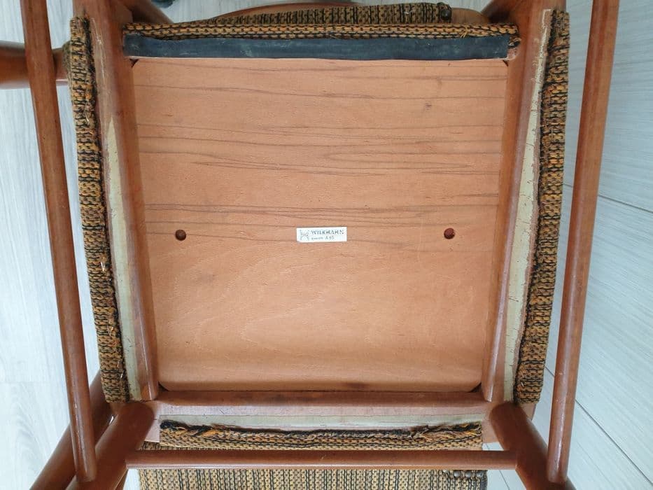 Chair Wilkhahn, brown wood, multicolor fabric, Germany, 1960s. - 328440