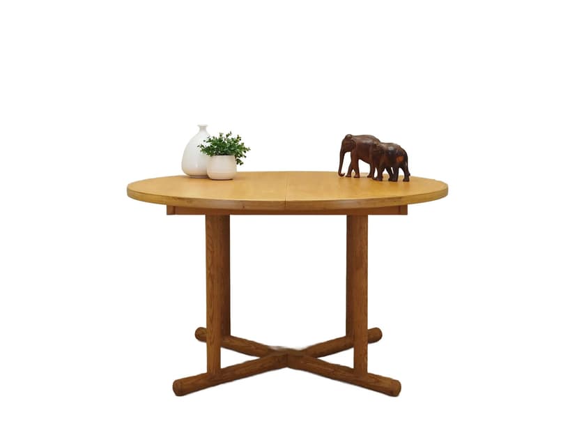 Stół okrągły, jesion żółty, Dania, lata 60.